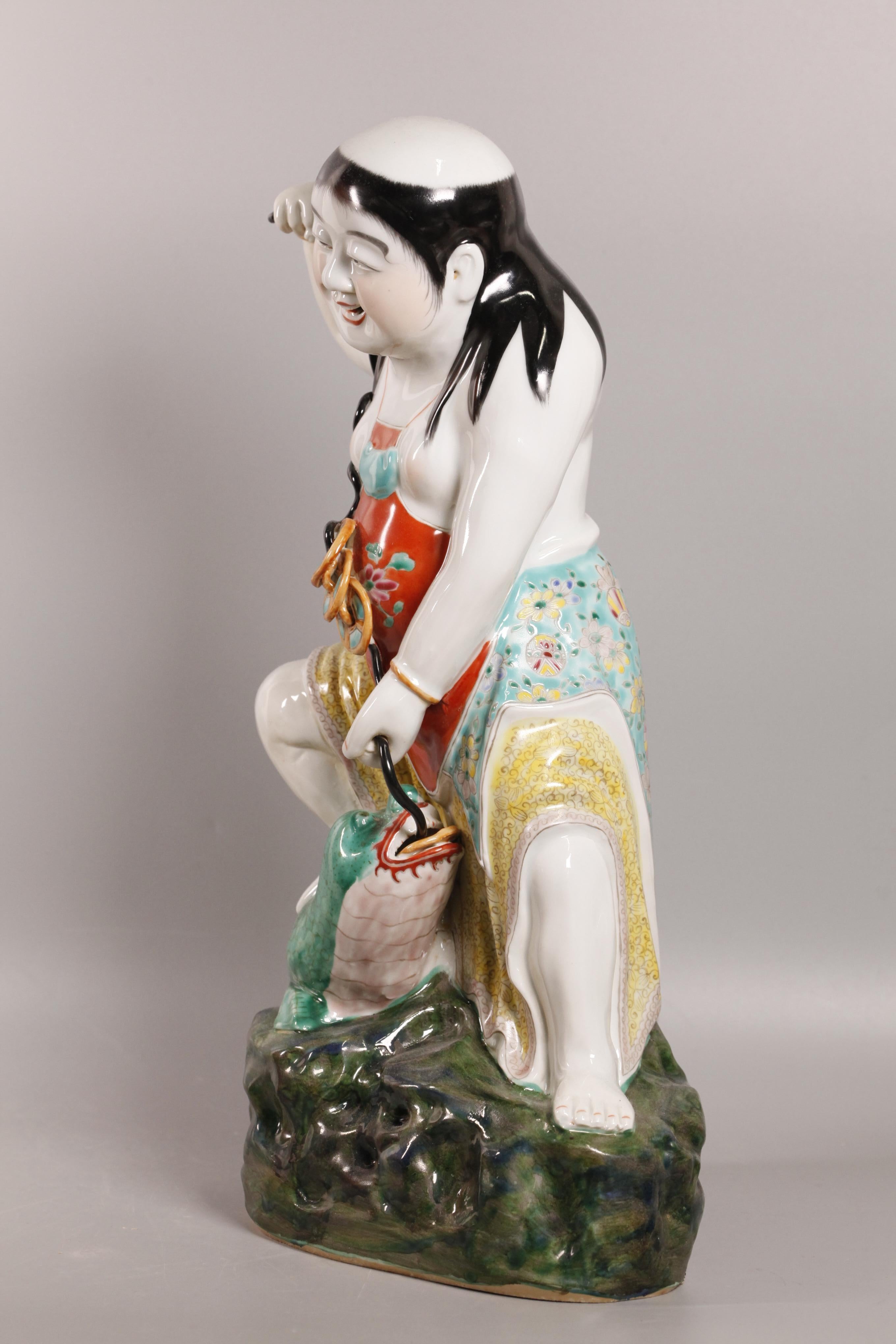 depicting a Liu Hai playing with a frog 