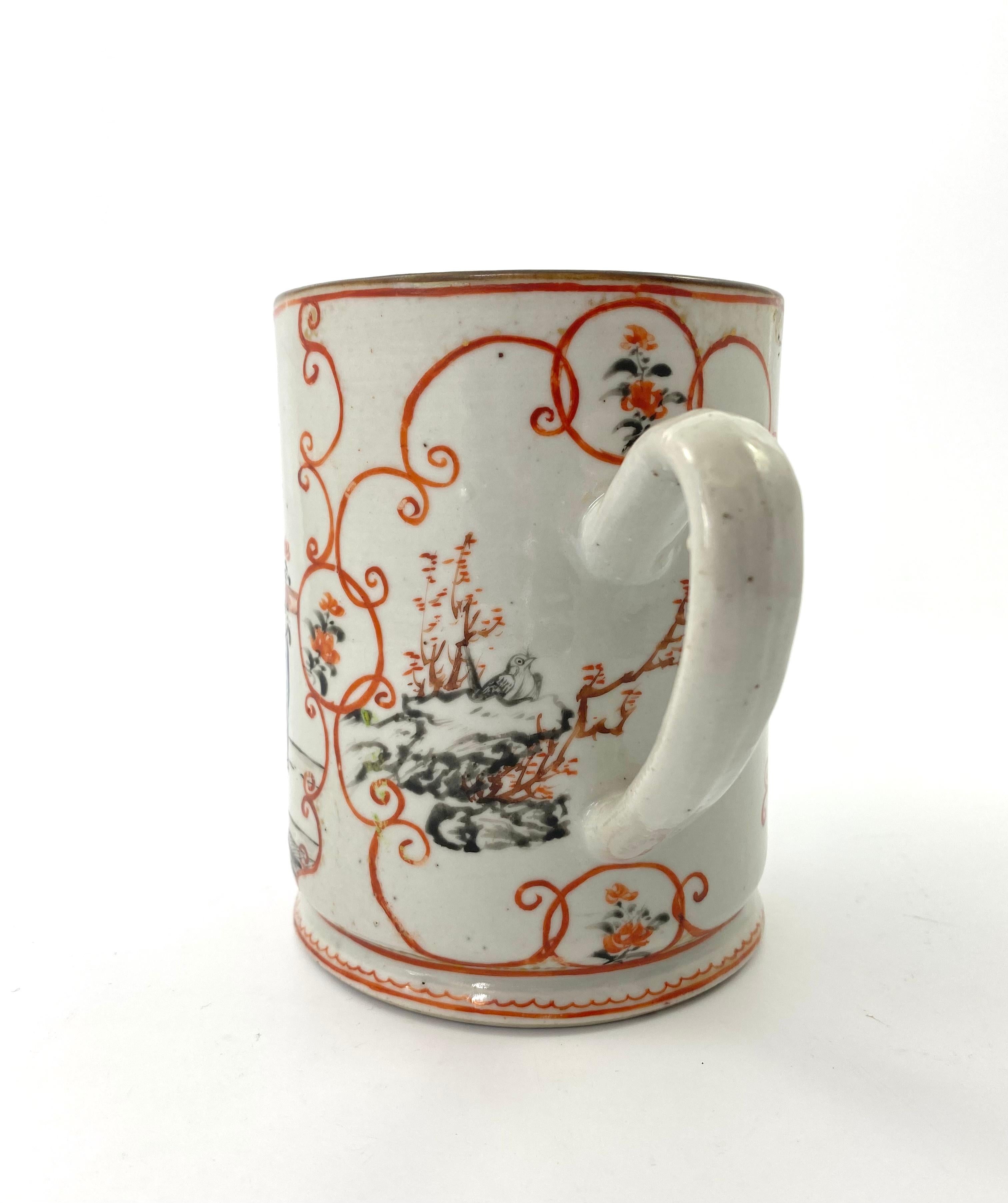 Chinese Porcelain Mug Famille Rose Decoration, c. 1760, Qianlong Period 1