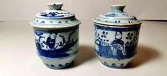 Chinese Porcelain Pair of Ginger Jars Decorations in Cobalt Blue