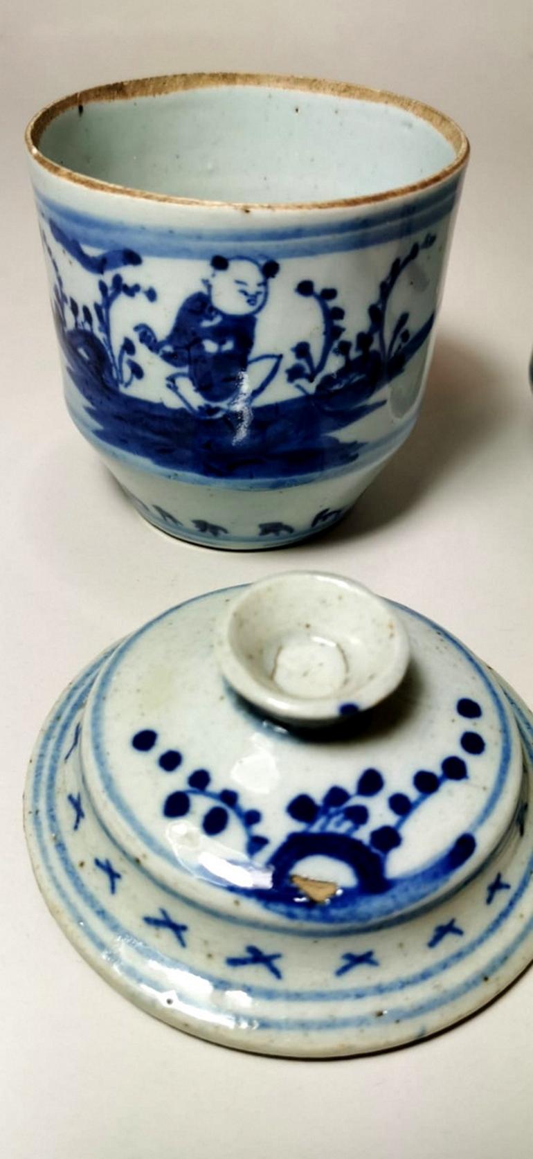 Chinese Porcelain Pair of Ginger Jars Decorations in Cobalt Blue In Good Condition For Sale In Prato, Tuscany