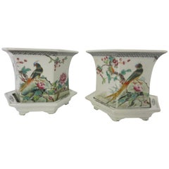 Chinese Porcelain Planters or Jardinières with Birds