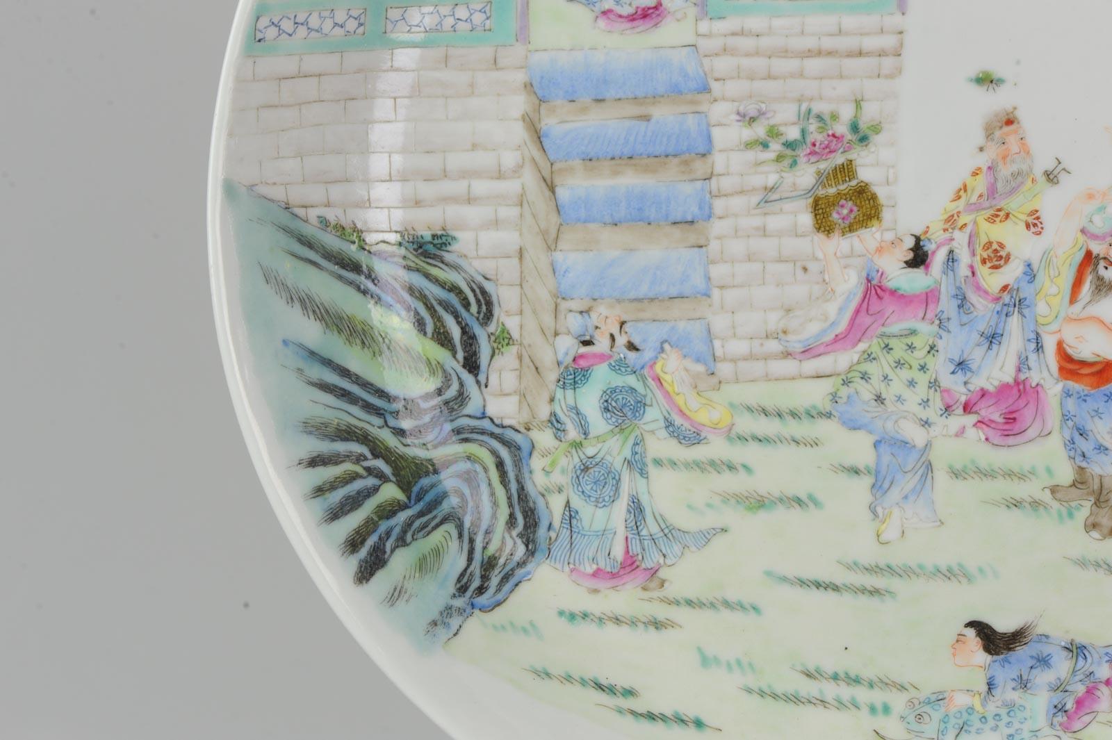Antique Republic Period Chinese Porcelain Dish Marked 20th Century Immortals 4
