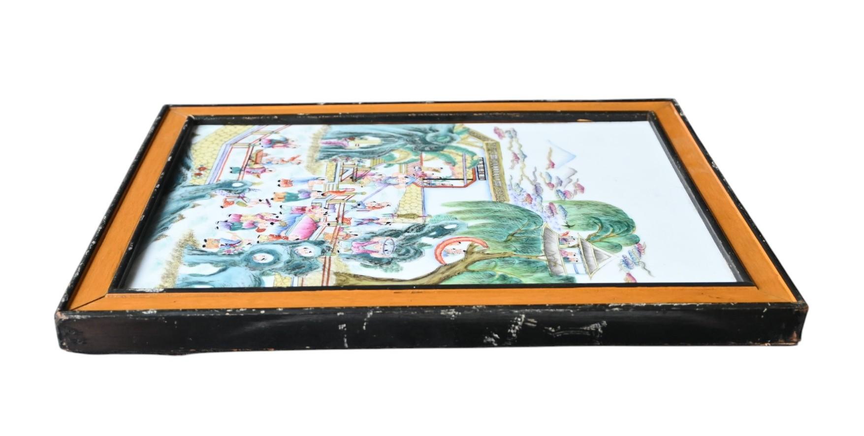 Porcelaine Plaque en porcelaine chinoise de la période républicaine - Motif 