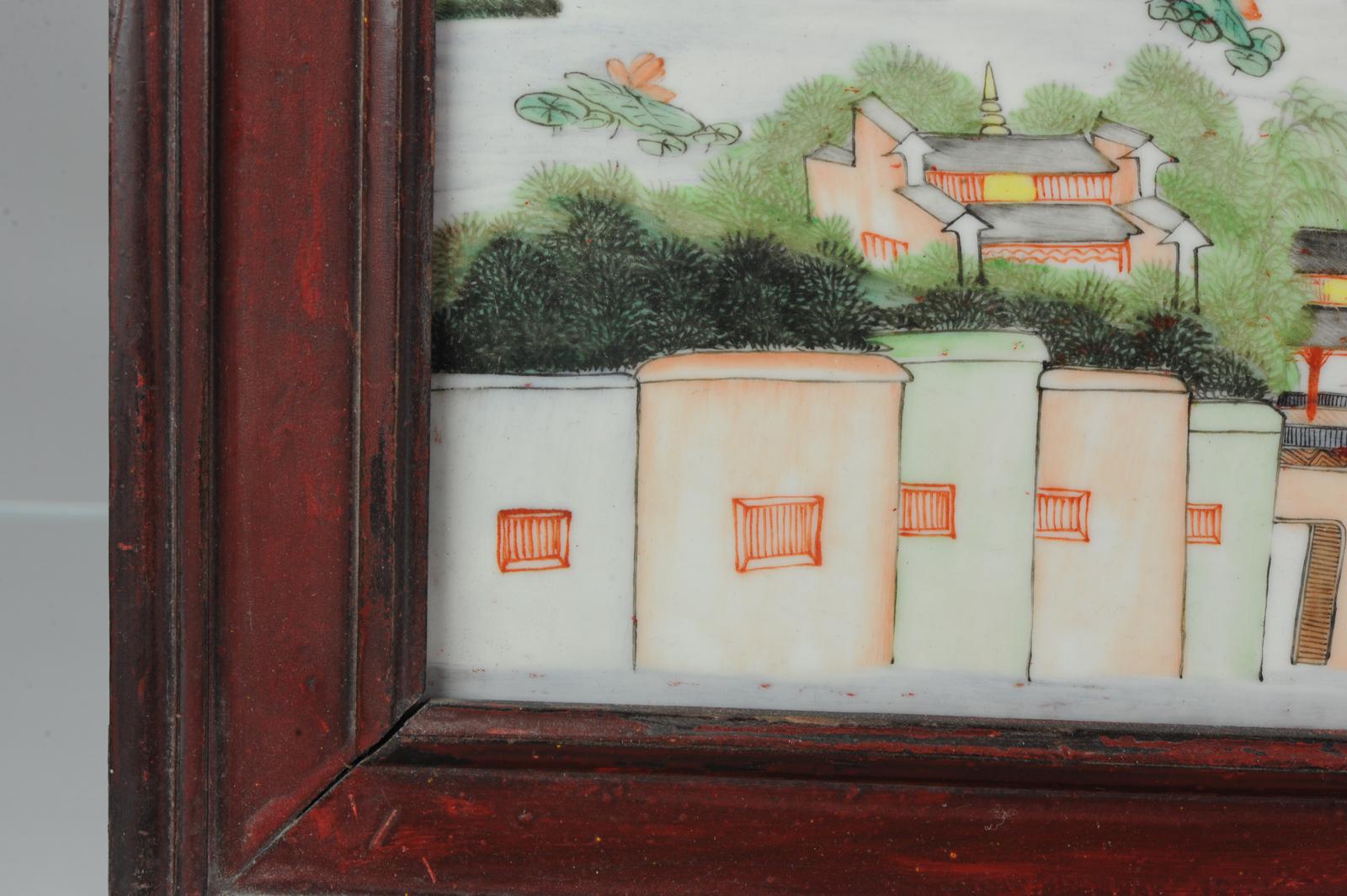 Chinese Porcelain Plaque Painting Jingdezhen City Jiangxi Ca 1960 Famille Verte For Sale 4