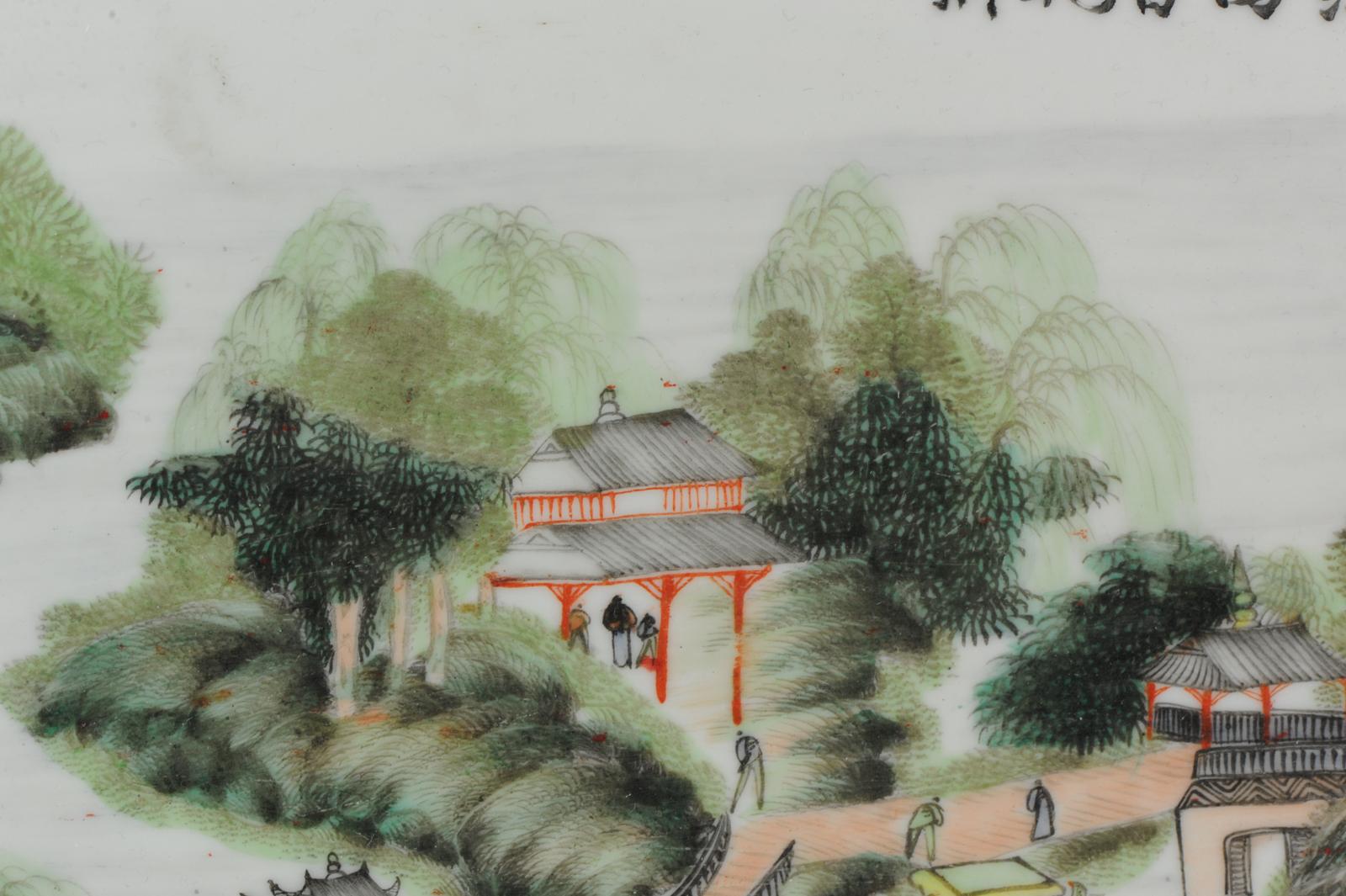 Chinese Porcelain Plaque Painting Jingdezhen City Jiangxi Ca 1960 Famille Verte For Sale 5