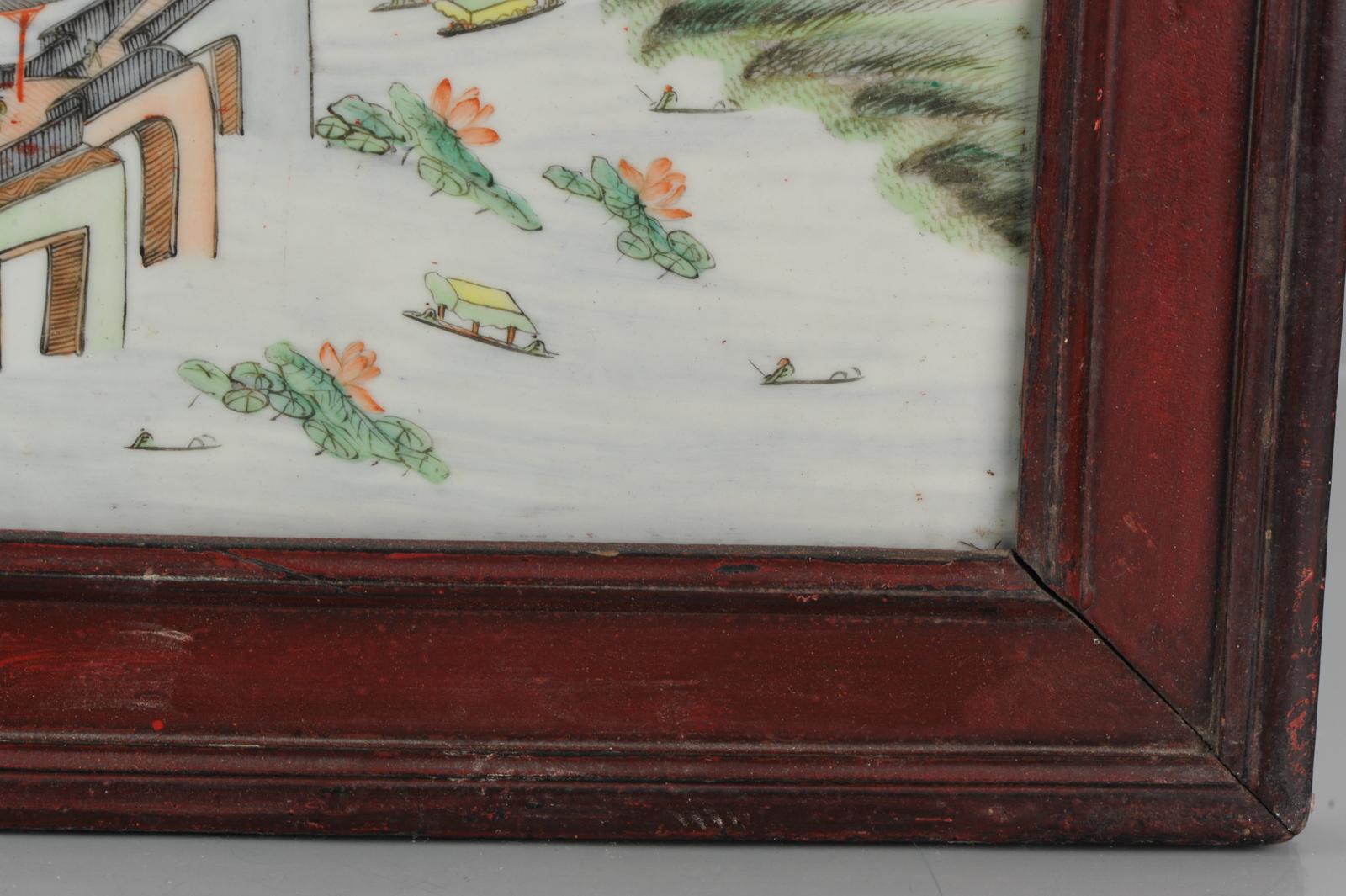 Qing Chinese Porcelain Plaque Painting Jingdezhen City Jiangxi Ca 1960 Famille Verte For Sale