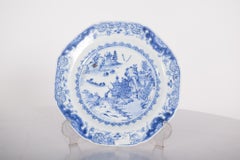 Chinese Porcelain Plate for Export, Blue Decoration