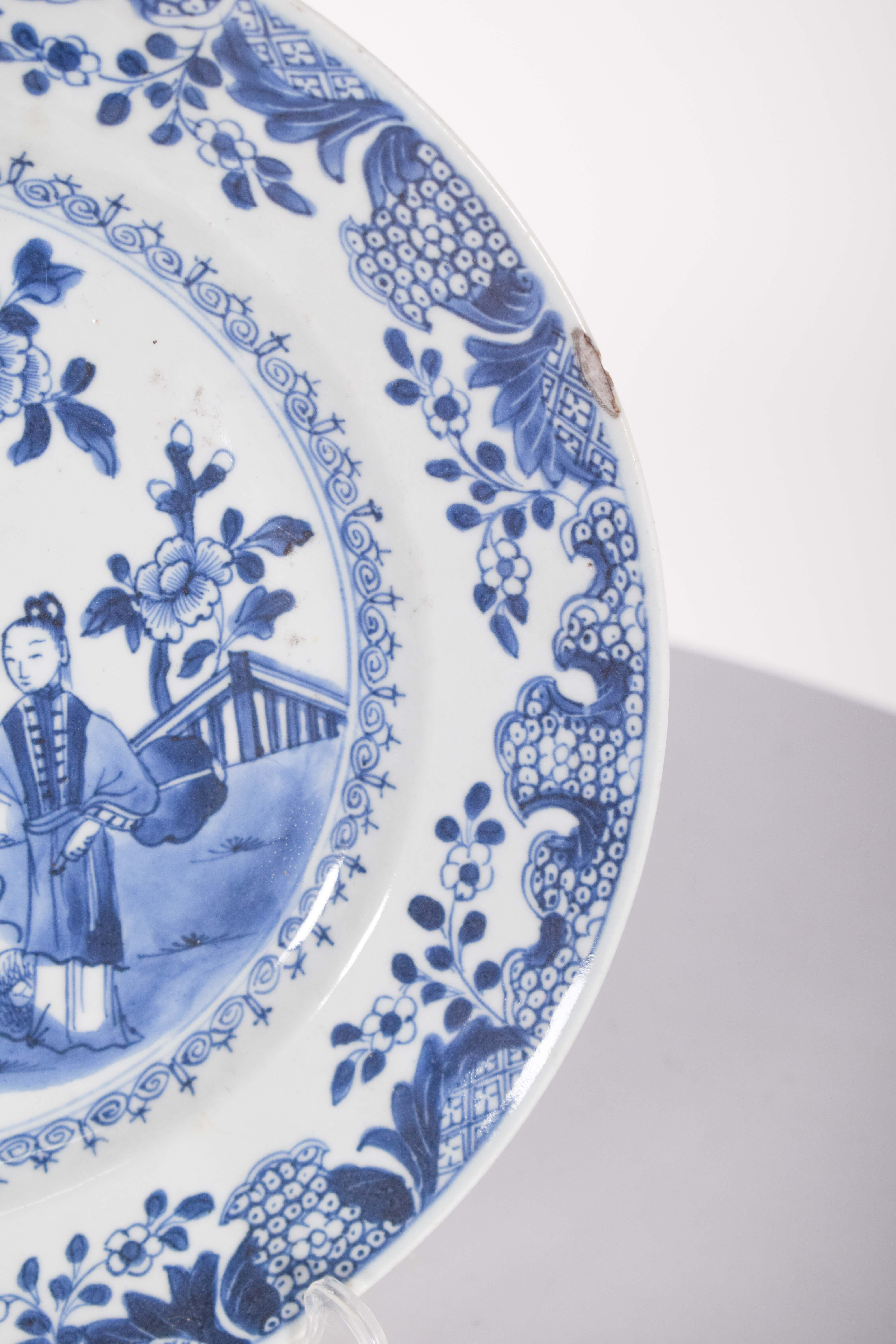 Chinesischer Porzellanteller, für den Export, Qing Dynasty im Zustand „Relativ gut“ im Angebot in Lisboa, Lisboa