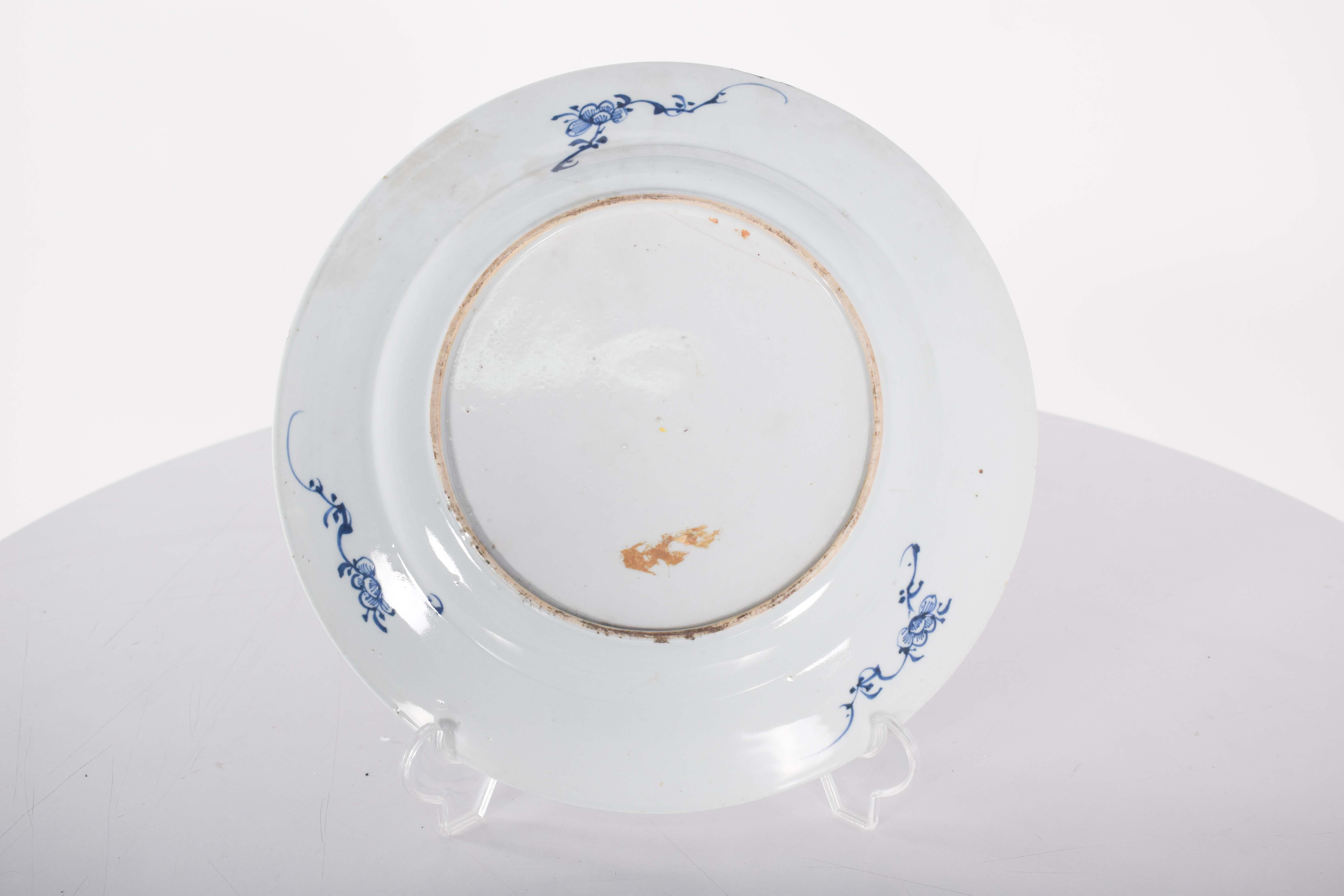 Chinesischer Porzellanteller, für den Export, Qing Dynasty (18. Jahrhundert) im Angebot
