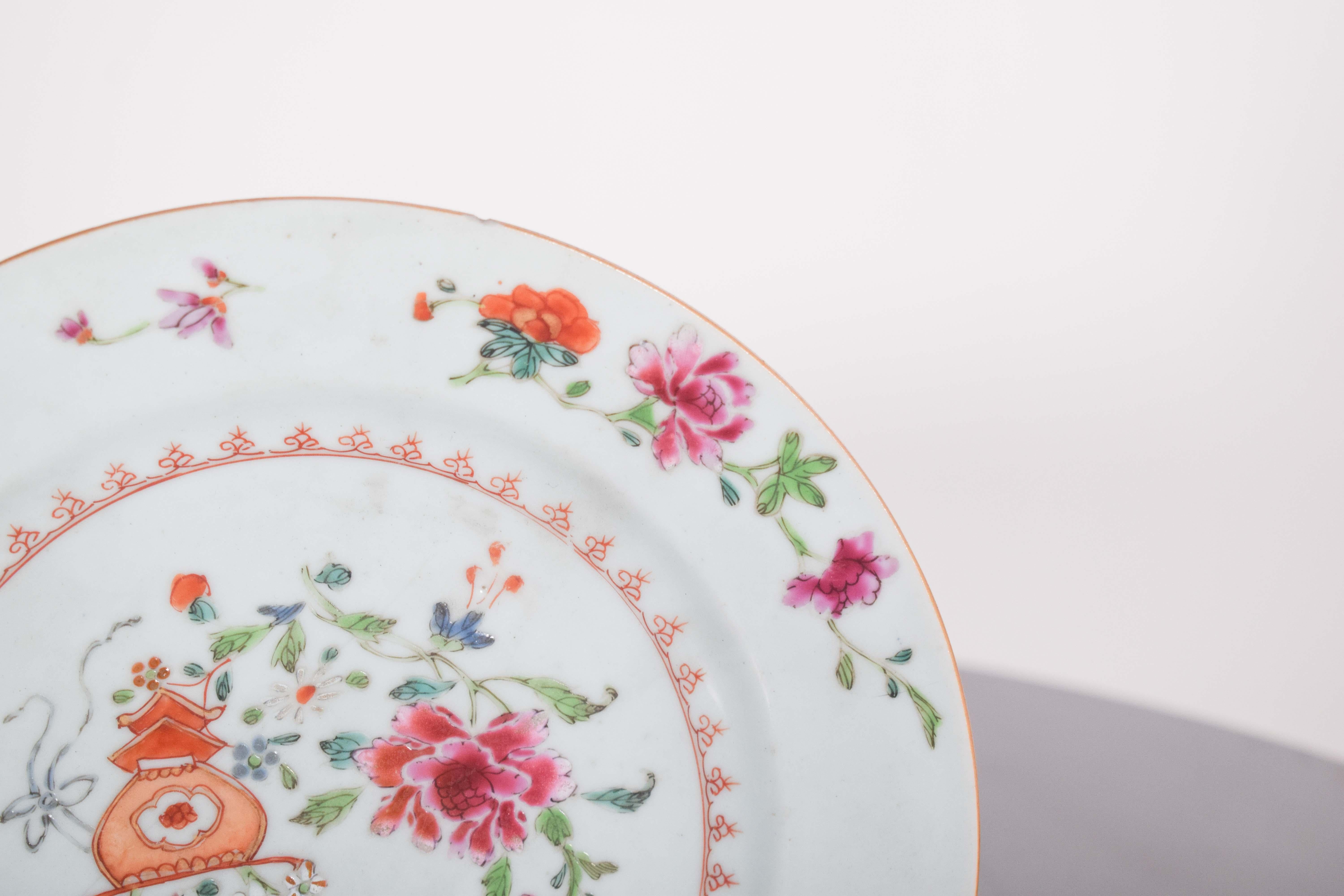 Plato de porcelana china, dinastía Qing Chino en venta