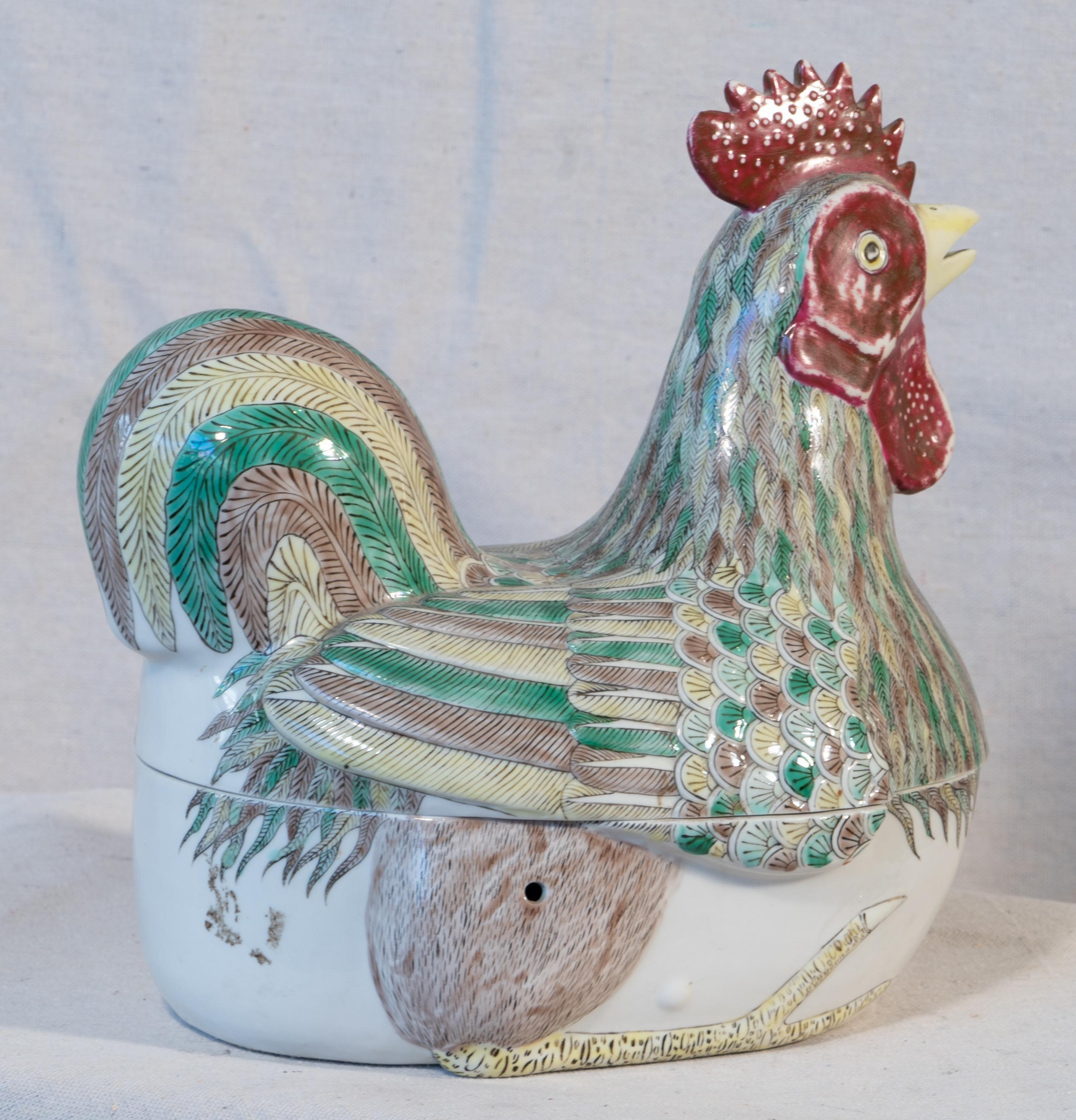porcelain chickens and roosters