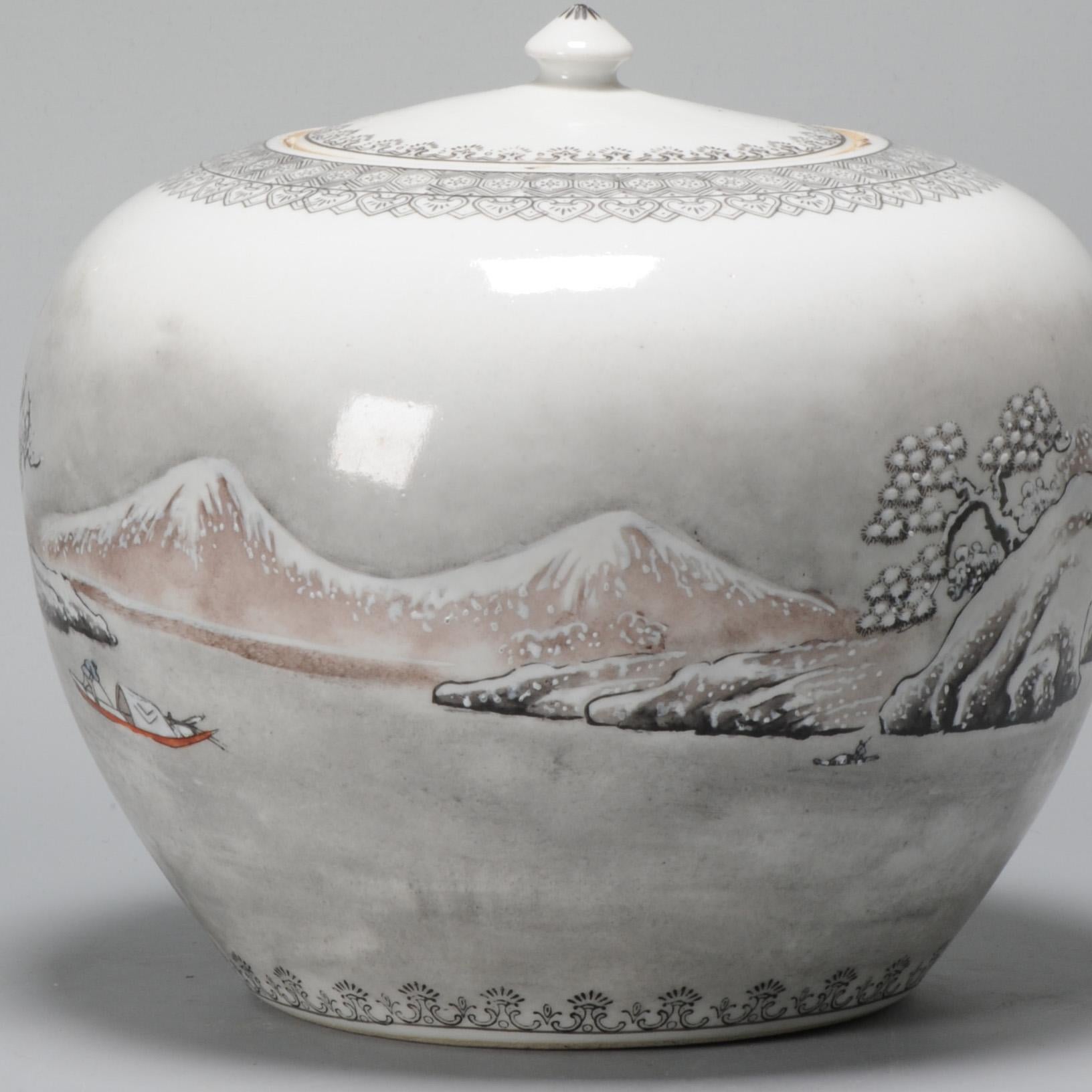 20th Century Chinese Porcelain Proc Ginger Jar with Winterlandscape in He Xuren Style For Sale