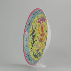 Chinese Porcelain PROC Plate Dragons Marked Base, 1950-1960