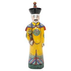 Vintage Chinese Porcelain Qing Emperor Decorative Figure