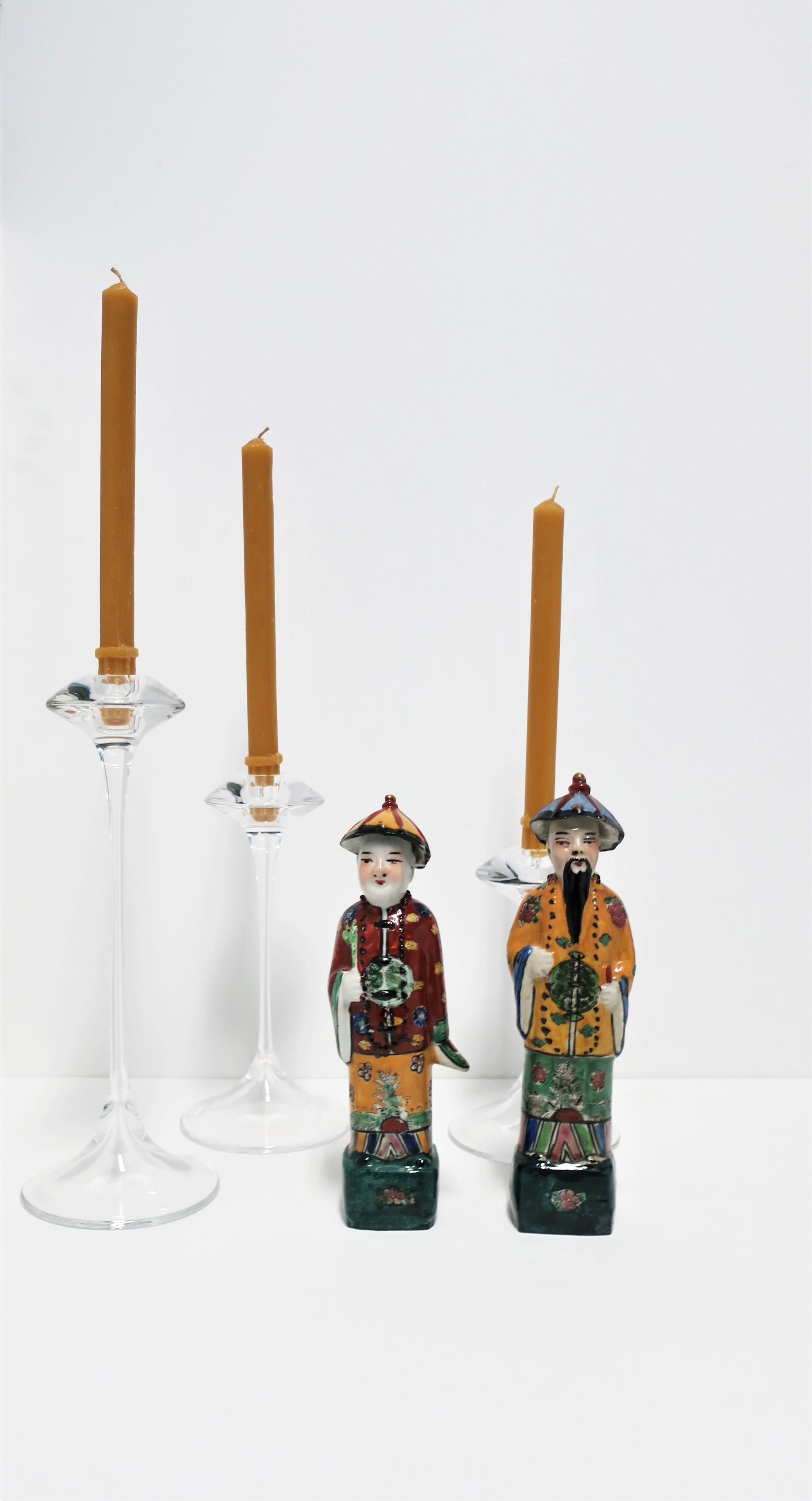 Chinese Porcelain Qing Style Male Figures, Set of 2 1