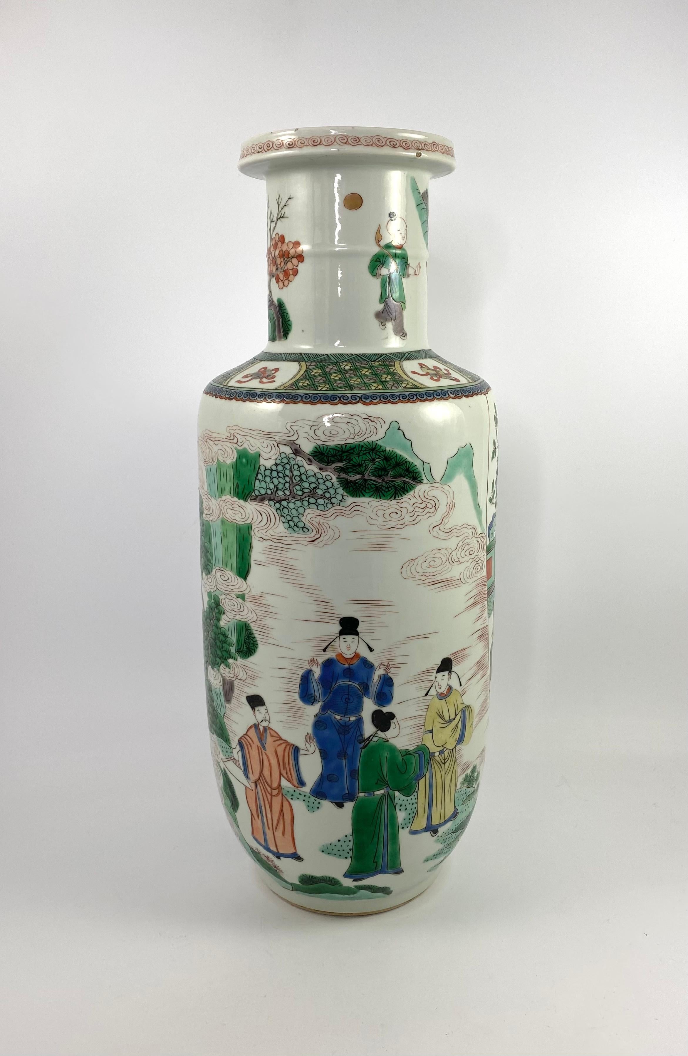 Fired Chinese Porcelain Rolleau Vase, 19th C. Qing Dynasty