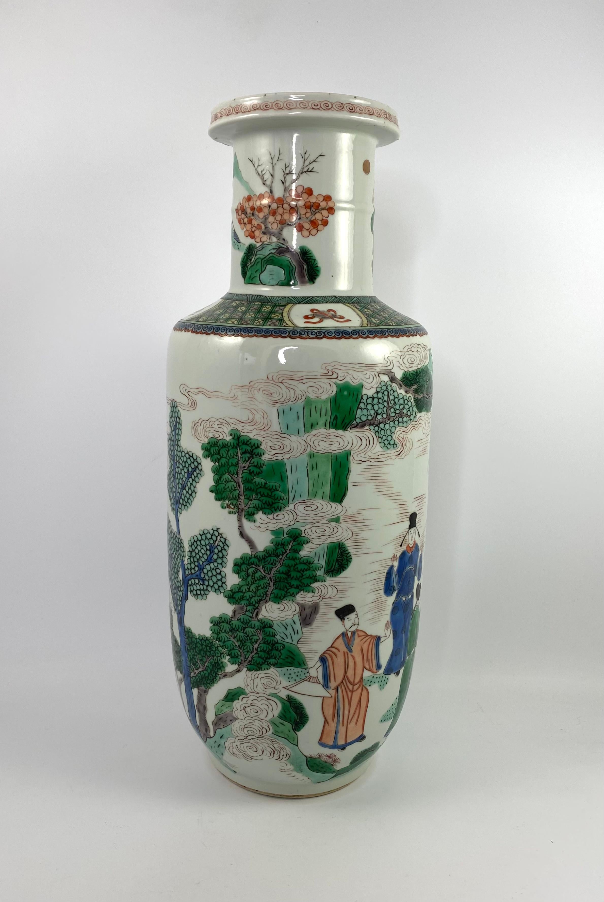 Chinese Porcelain Rolleau Vase, 19th C. Qing Dynasty In Excellent Condition In Gargrave, North Yorkshire