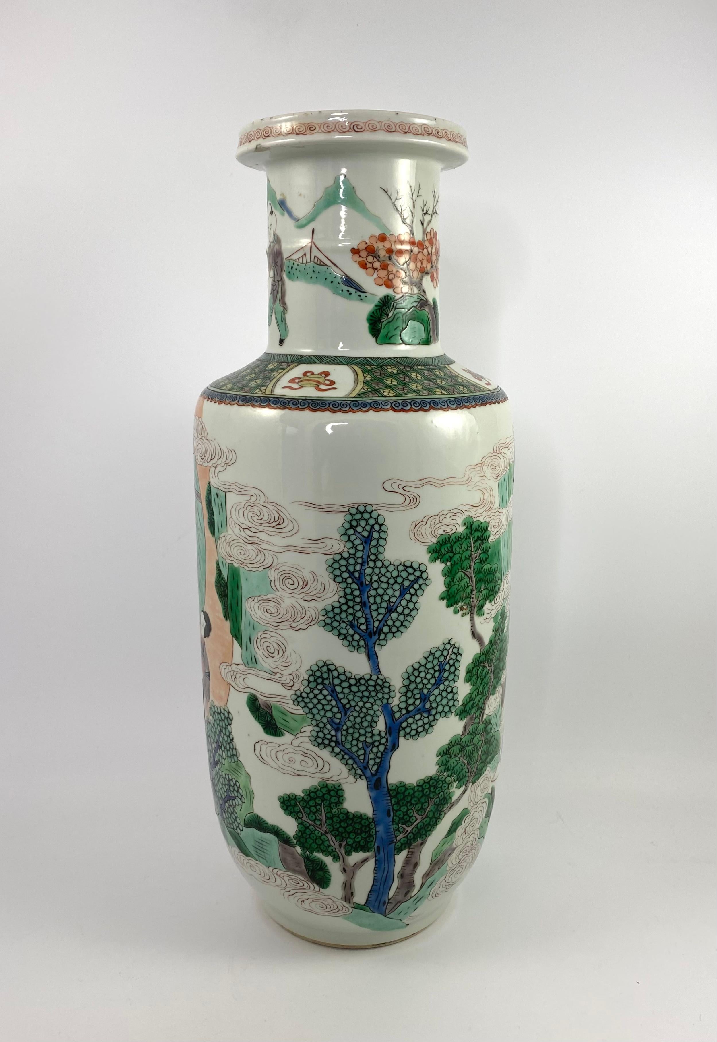 19th Century Chinese Porcelain Rolleau Vase, 19th C. Qing Dynasty