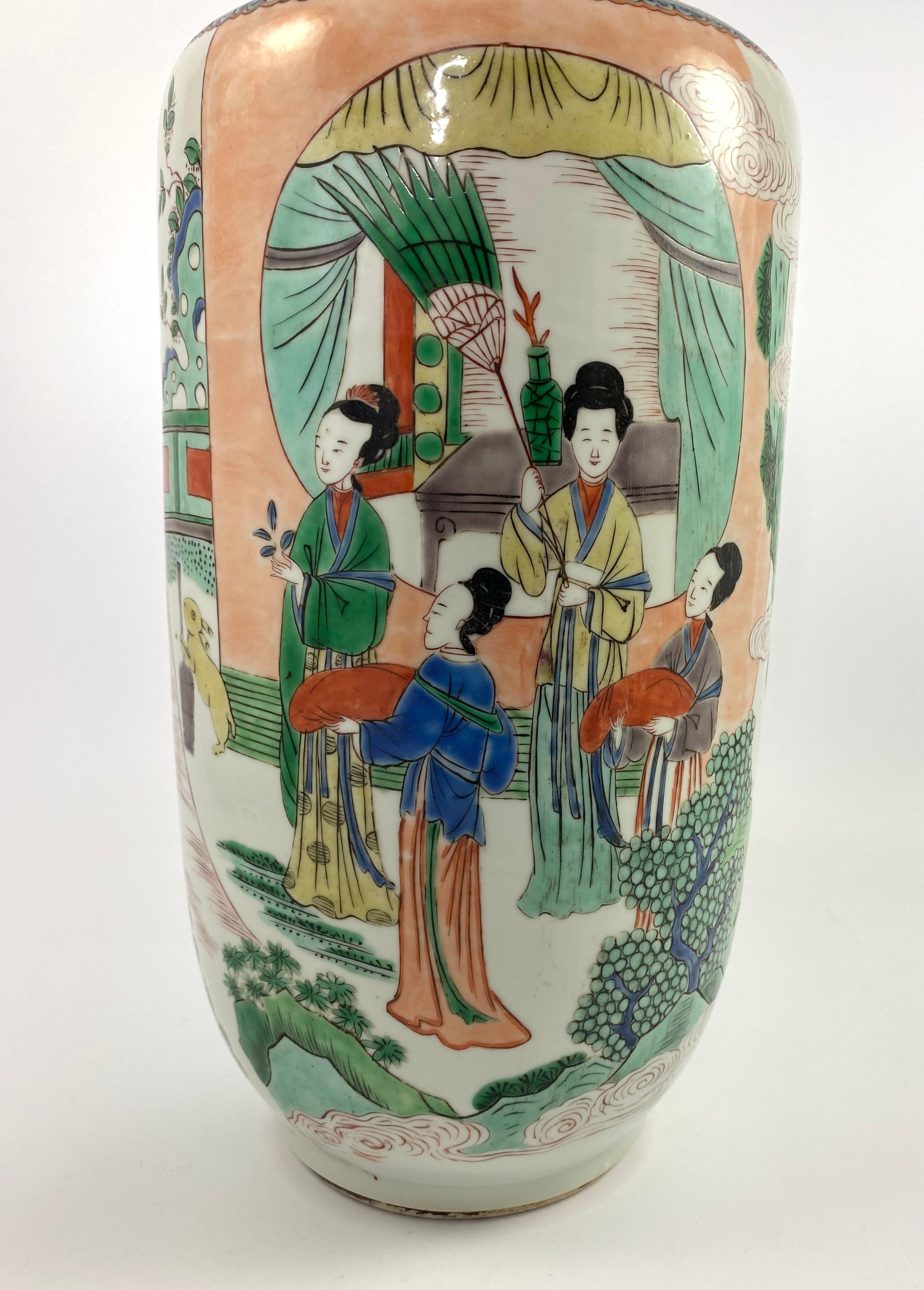 Chinese Porcelain Rolleau Vase, 19th C. Qing Dynasty 3