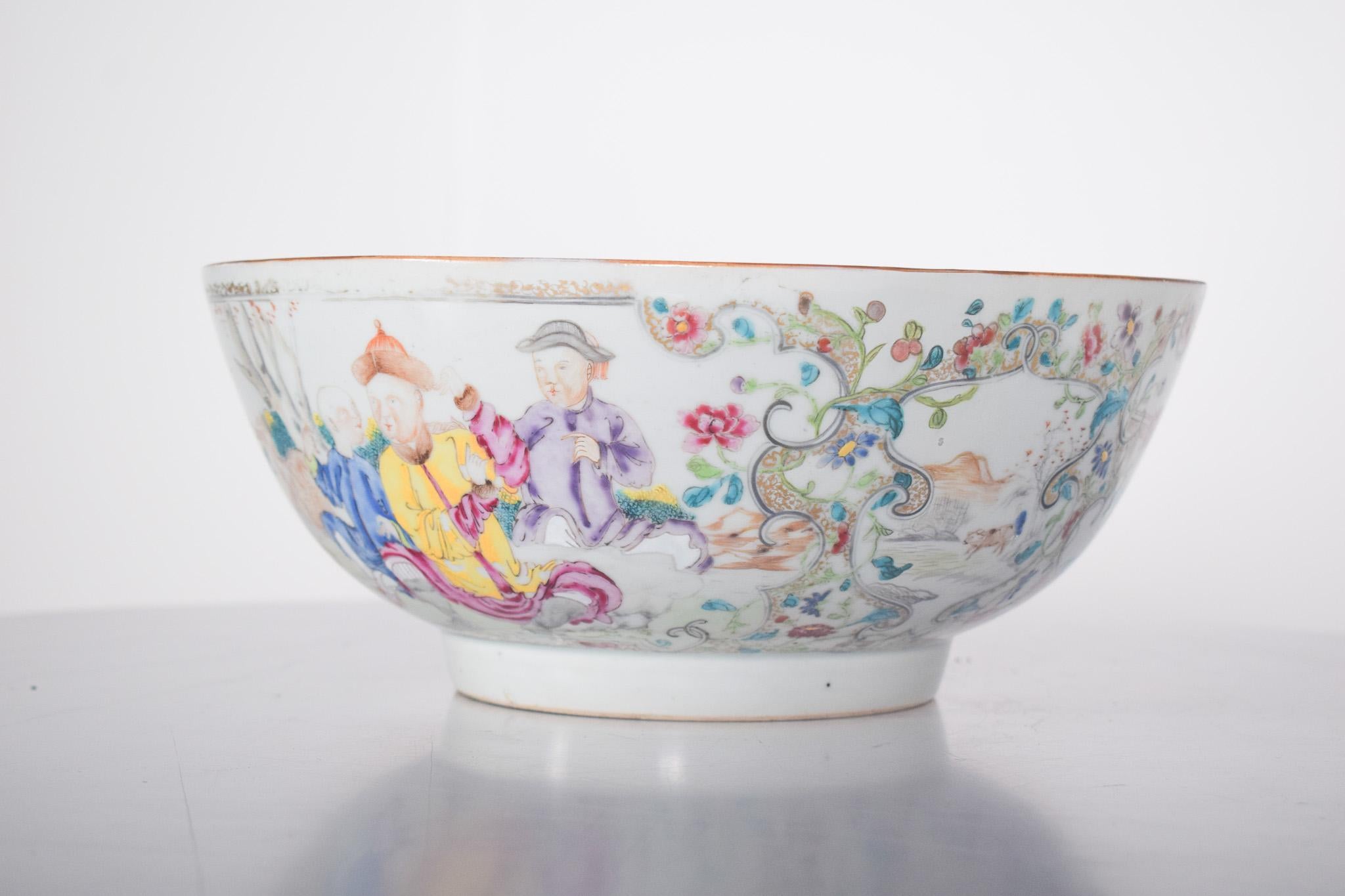 Cuenco de Porcelana China para Exportación, Dinastía Qing Barroco en venta