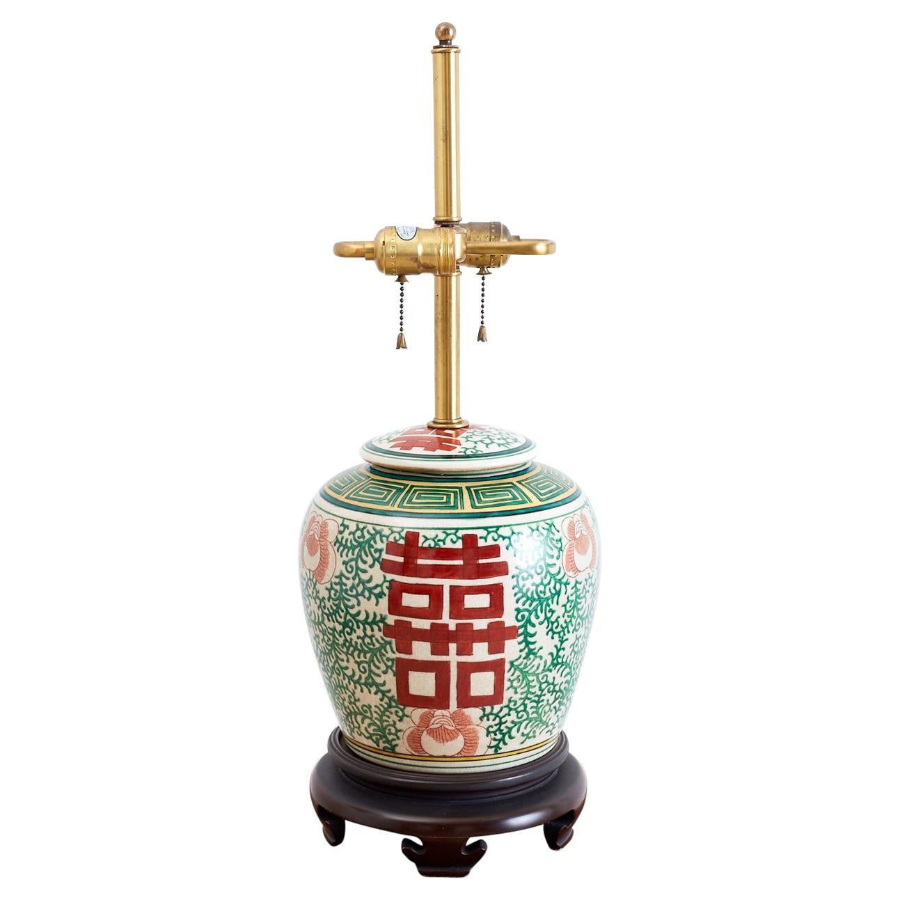 Chinese Porcelain Shuangxi Ginger Jar Table Lamp