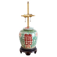 Chinese Porcelain Shuangxi Ginger Jar Table Lamp