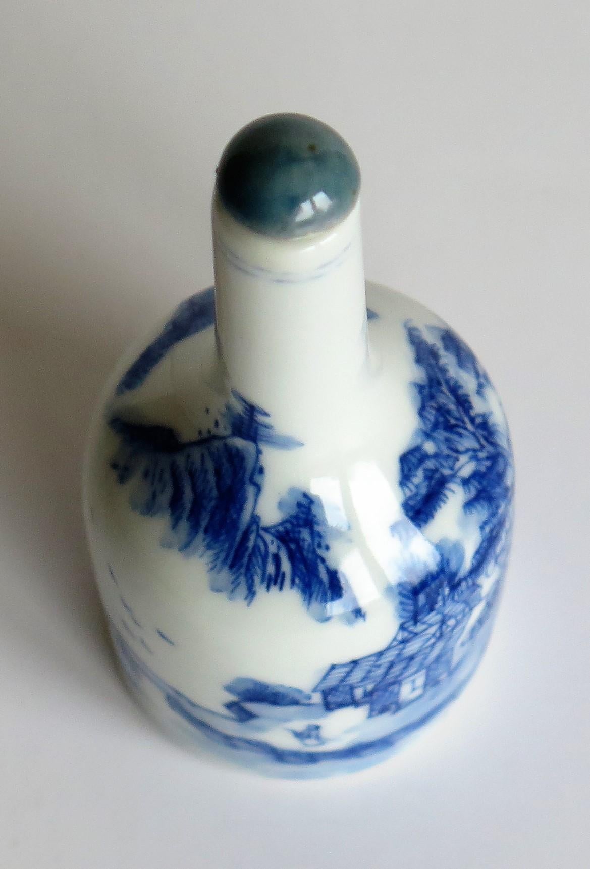 Chinese Porcelain Snuff Bottle Blue and White with Double Circle Mark, Ca 1920 1