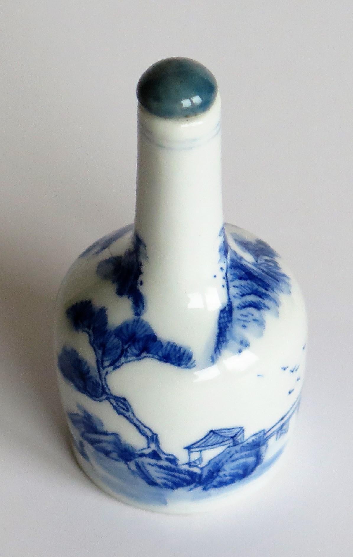 Chinese Porcelain Snuff Bottle Blue and White with Double Circle Mark, Ca 1920 In Good Condition In Lincoln, Lincolnshire