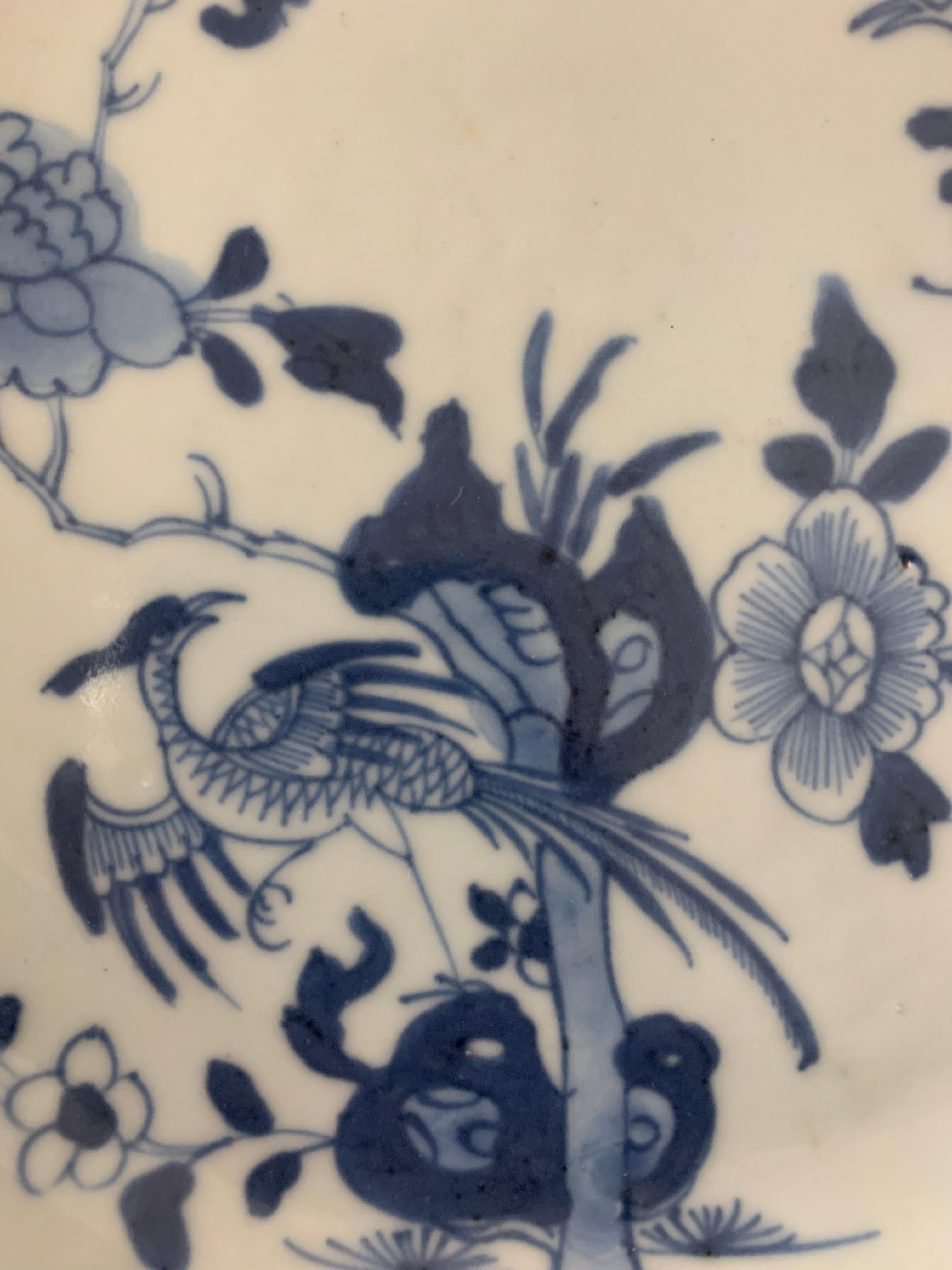 Exportation chinoise Assiette en porcelaine chinoise bleue et blanche de la famille des bleus, 19e siècle en vente