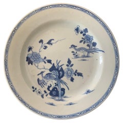 Antique Chinese Porcelain Plate Blue And White From The Blue Family, 19th Century