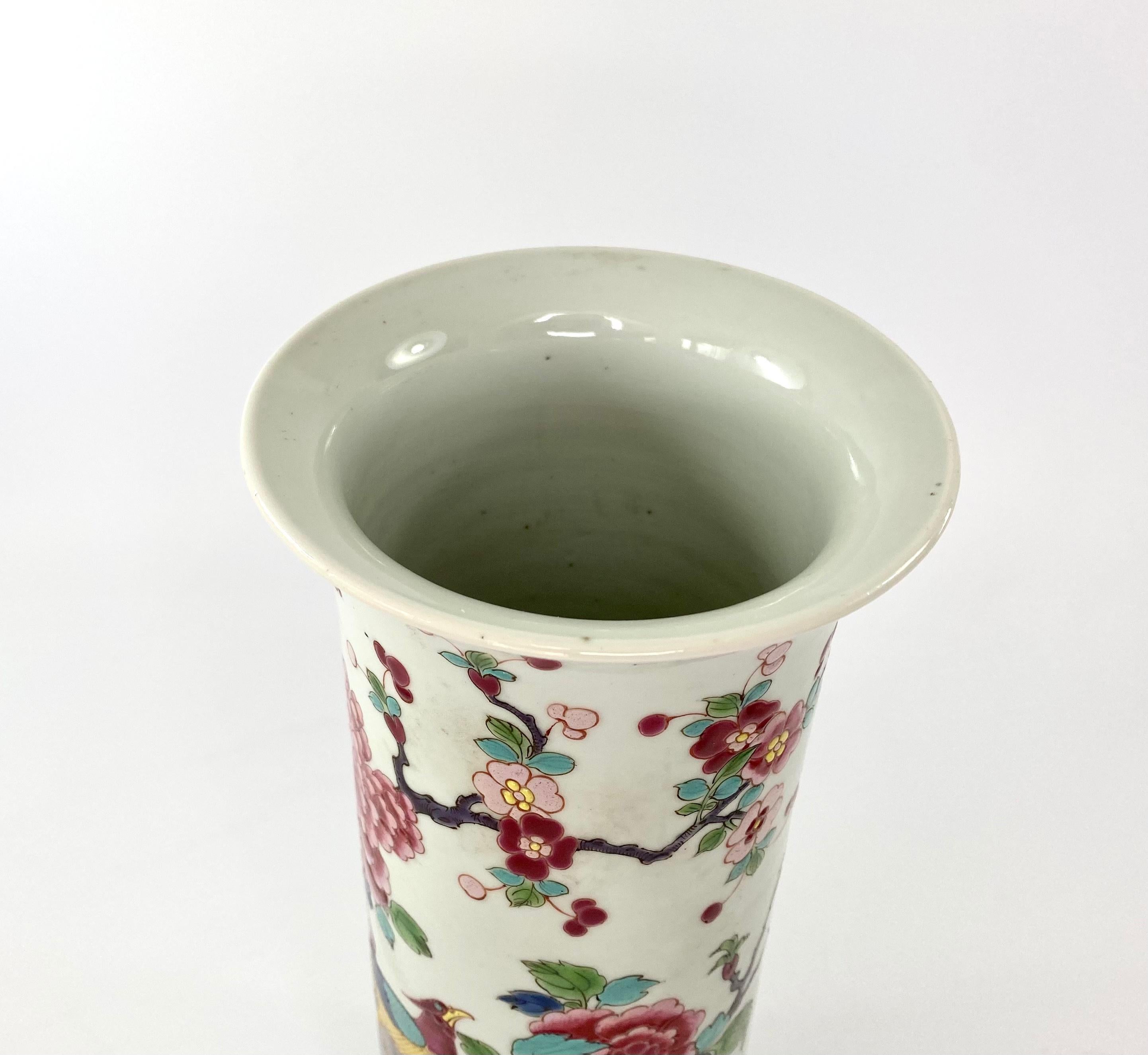 Chinese Porcelain Spill Vase, Exotic Birds, c. 1890, Guangxu Period 4