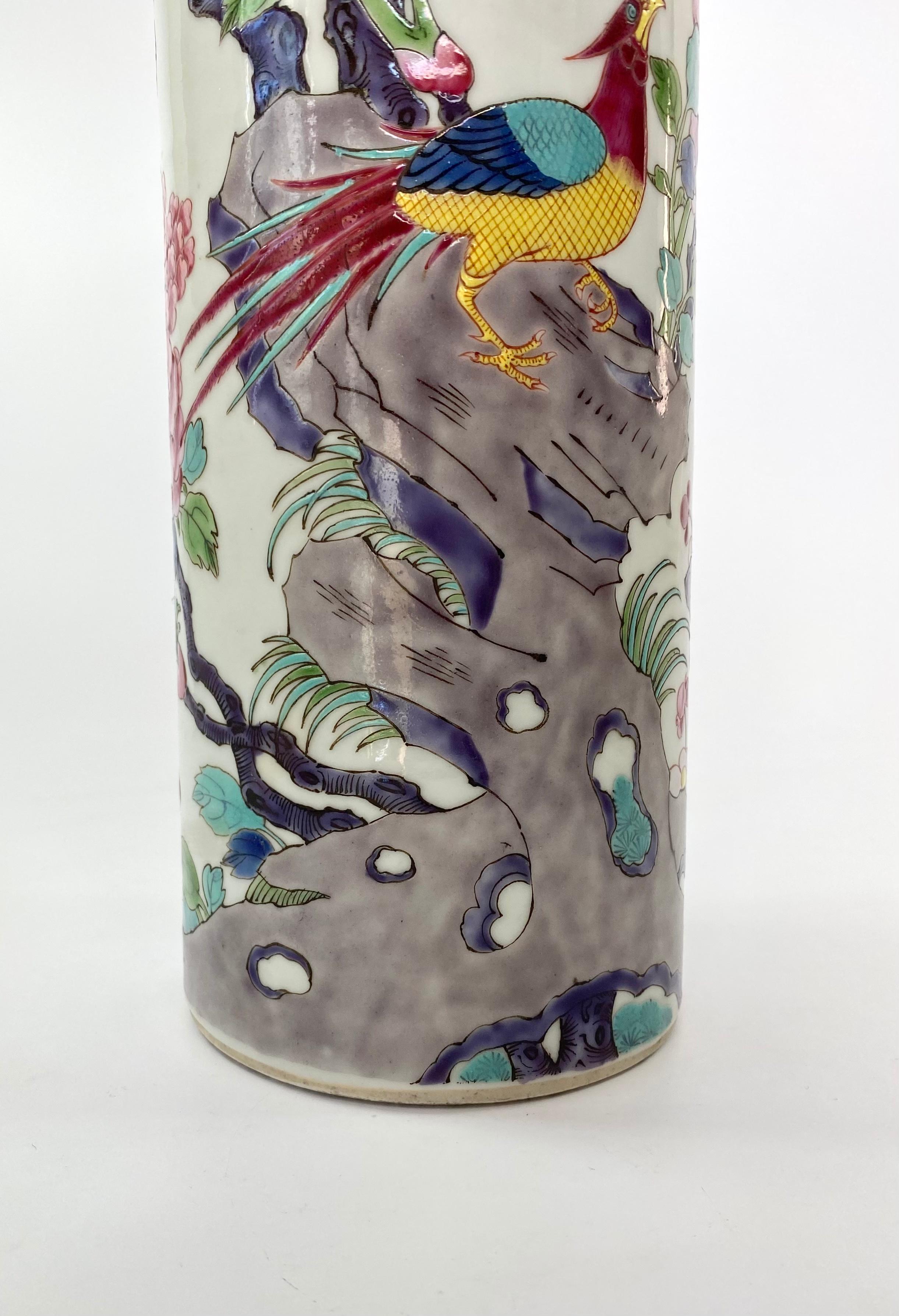 Chinese Porcelain Spill Vase, Exotic Birds, c. 1890, Guangxu Period 5