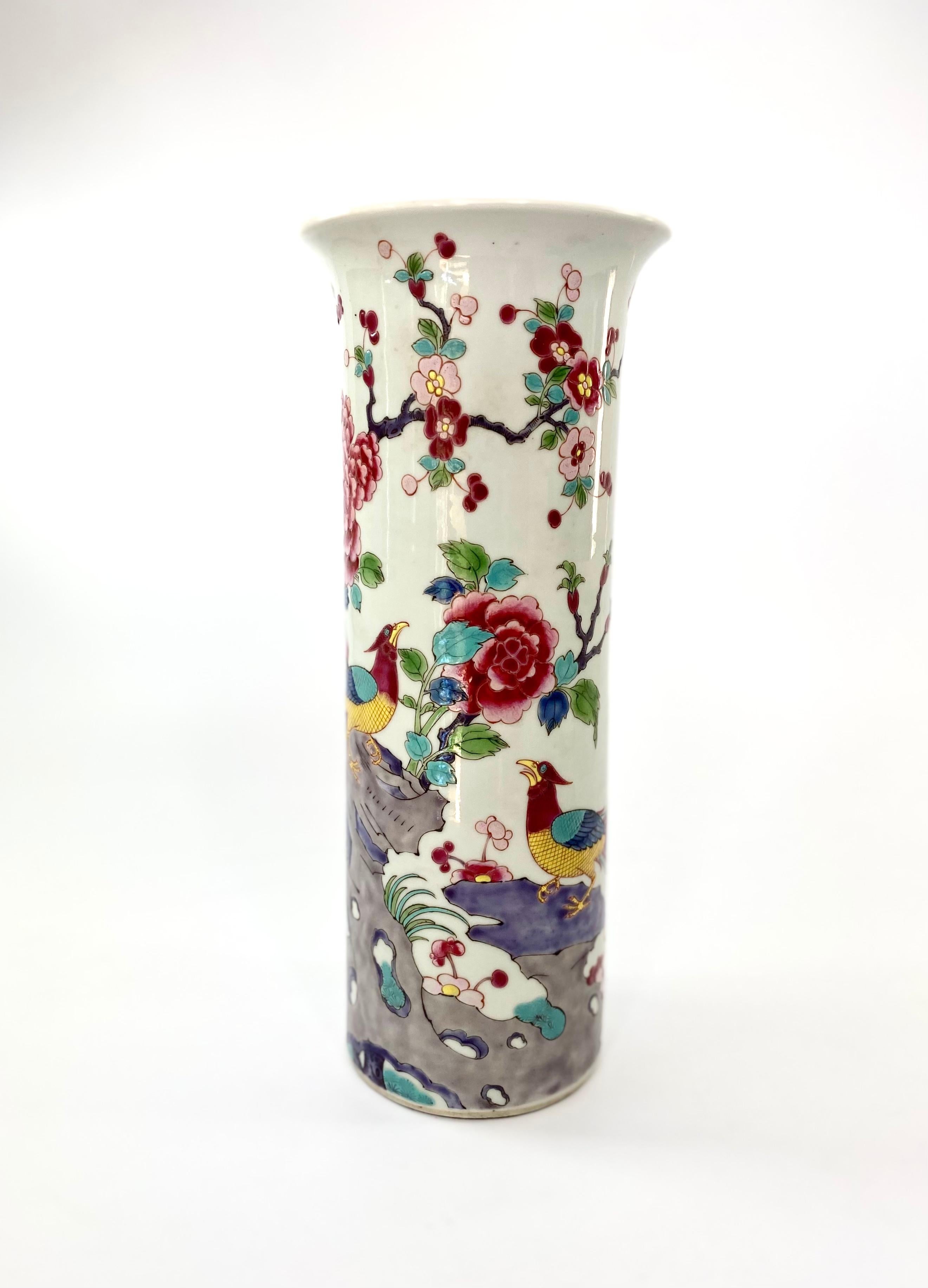 Chinese Porcelain Spill Vase, Exotic Birds, c. 1890, Guangxu Period 2