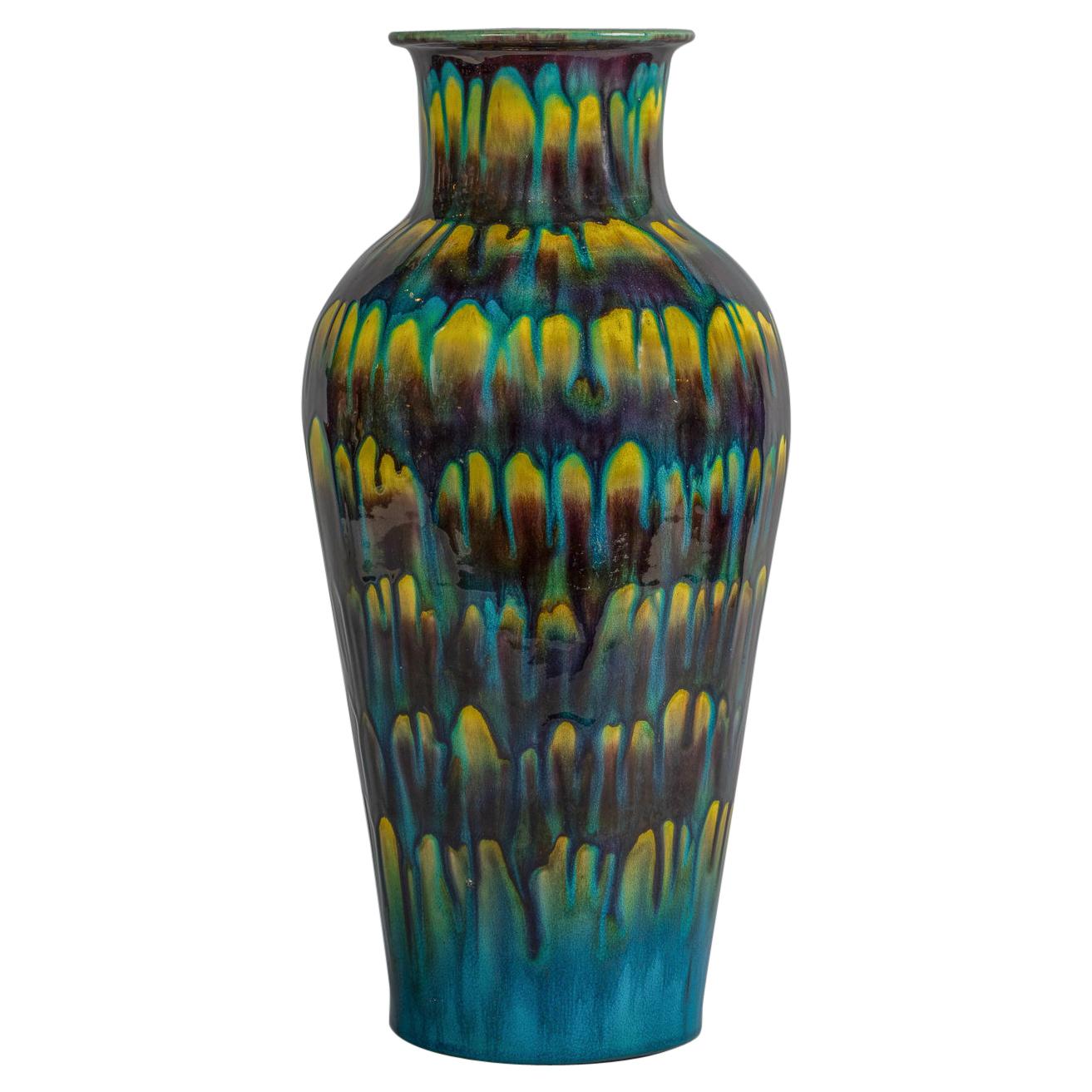 Chinesische glasierte chinesische Porzellanvase mit Spritzglasur, um 1800 im Angebot