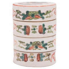 Chinese Porcelain Stacking Box with Scholarly Gathering