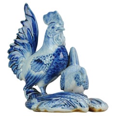 Chinese Porcelain Statue Porcelain Rooster and Chicken, 20-21th Century