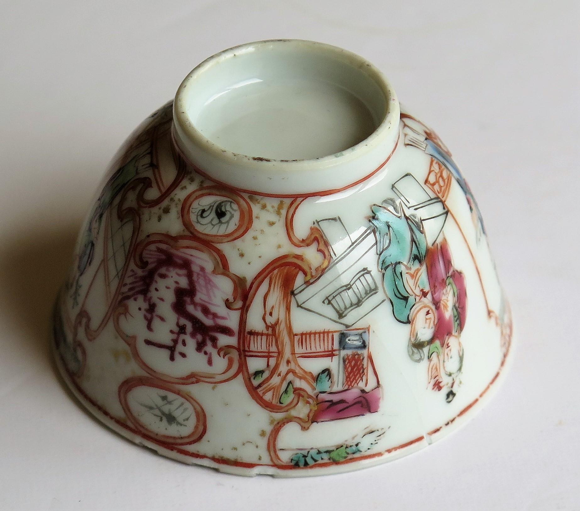 Chinese Porcelain Tea Bowl and Stand Long Eliza figures Qing Qianlong circa 1750 2