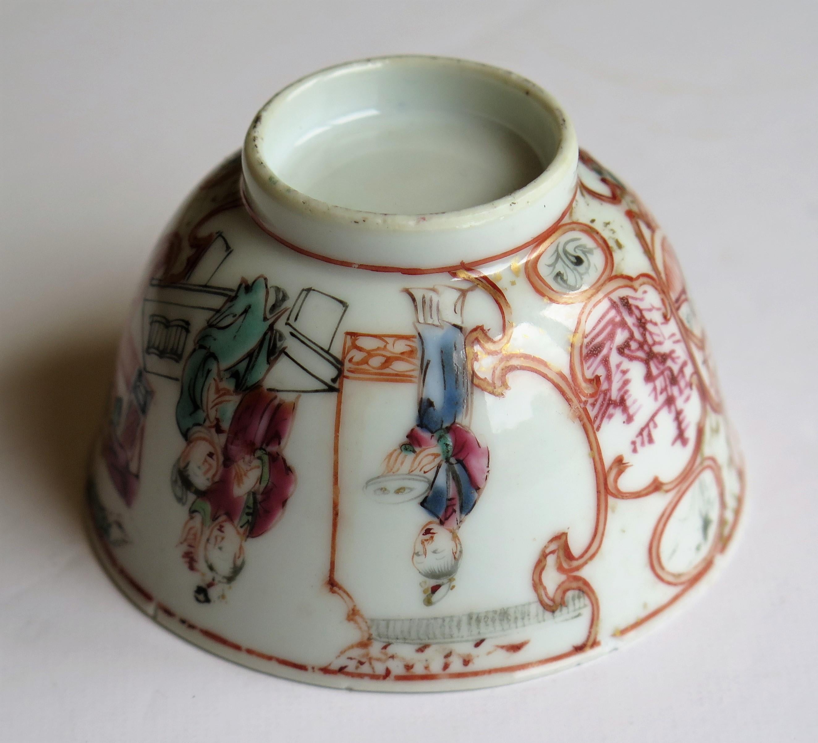 Chinese Porcelain Tea Bowl and Stand Long Eliza figures Qing Qianlong circa 1750 3