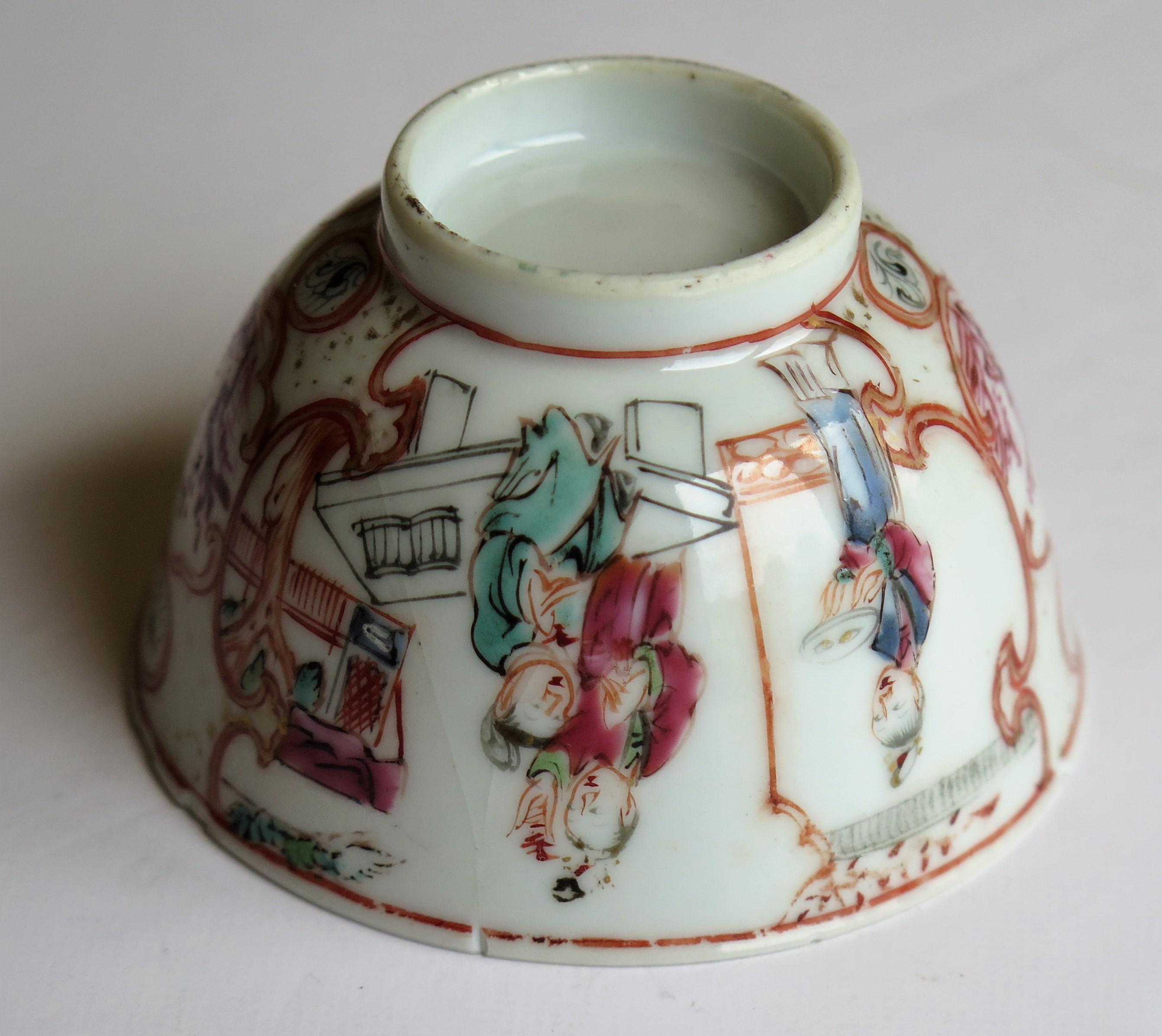 Chinese Porcelain Tea Bowl and Stand Long Eliza figures Qing Qianlong circa 1750 4