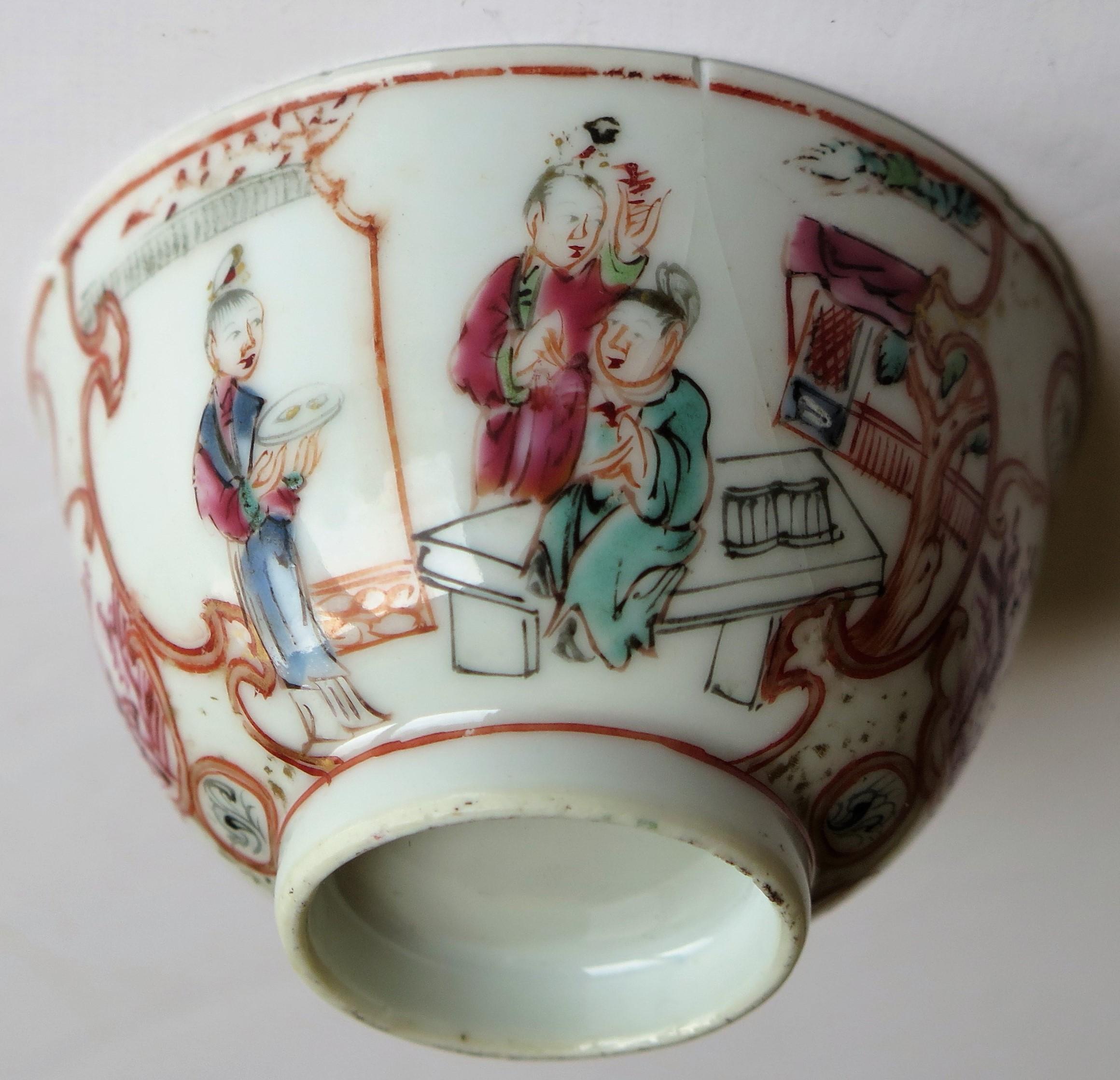 Chinese Porcelain Tea Bowl and Stand Long Eliza figures Qing Qianlong circa 1750 5