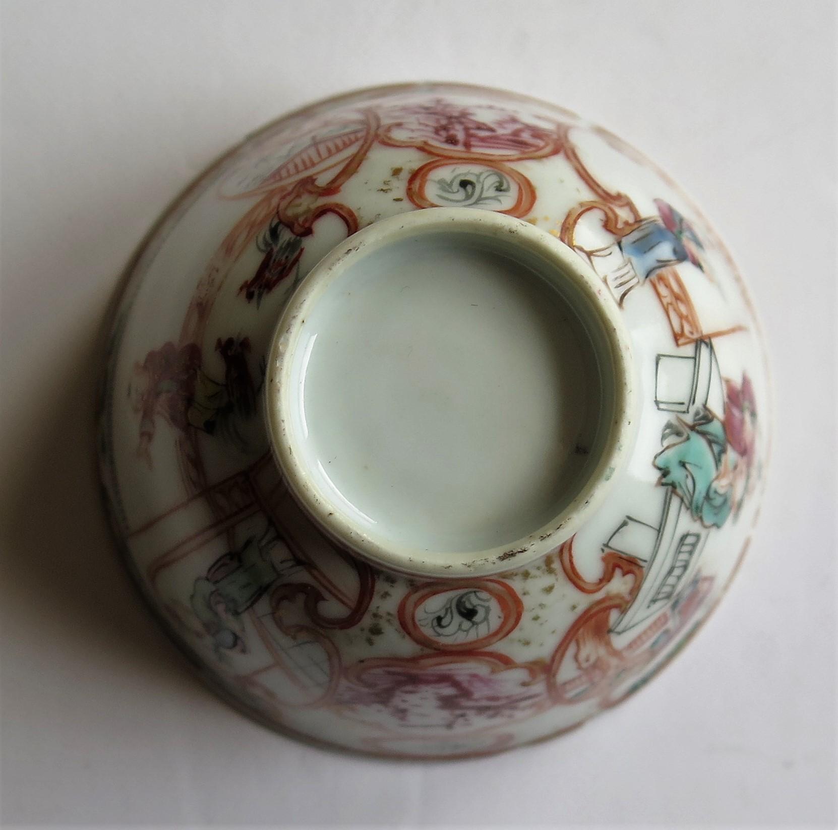Chinese Porcelain Tea Bowl and Stand Long Eliza figures Qing Qianlong circa 1750 7