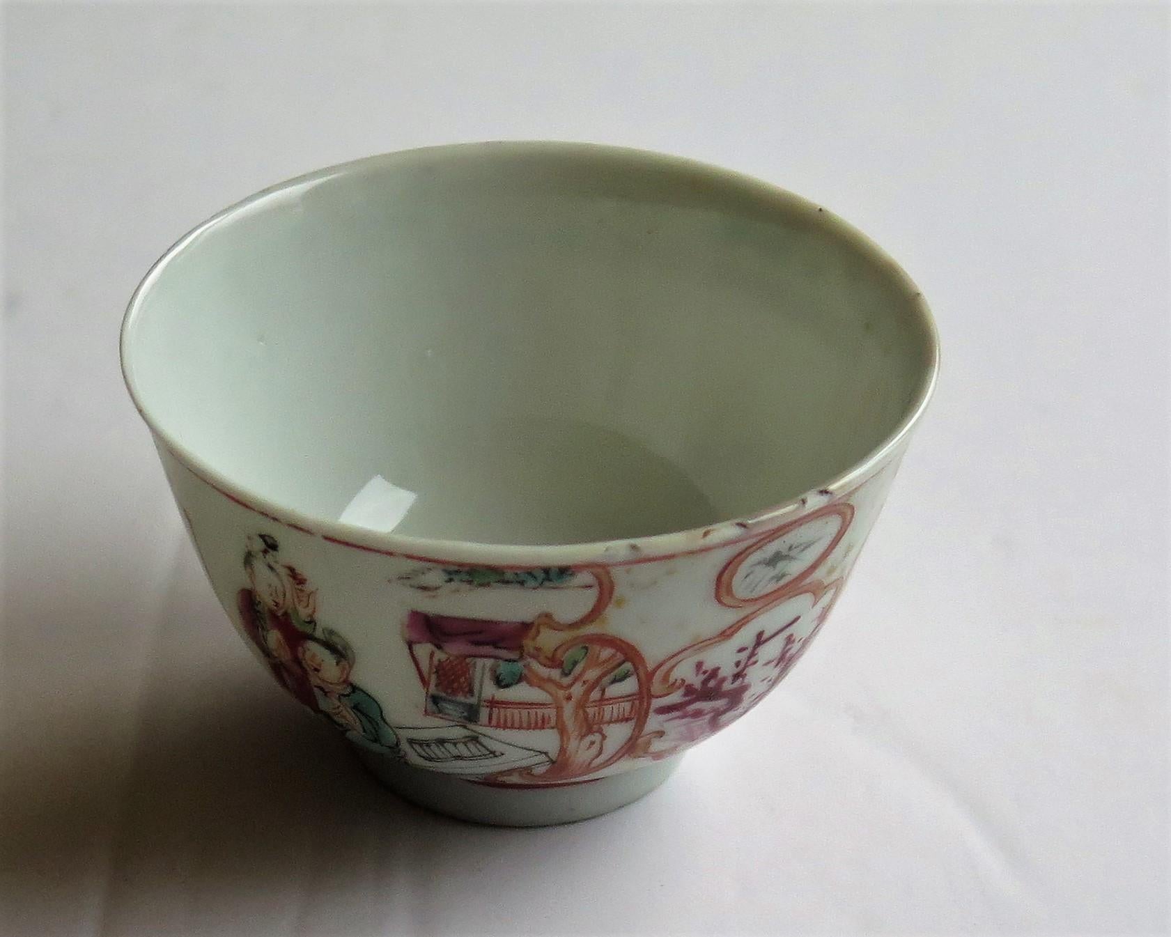 Chinese Porcelain Tea Bowl and Stand Long Eliza figures Qing Qianlong circa 1750 9