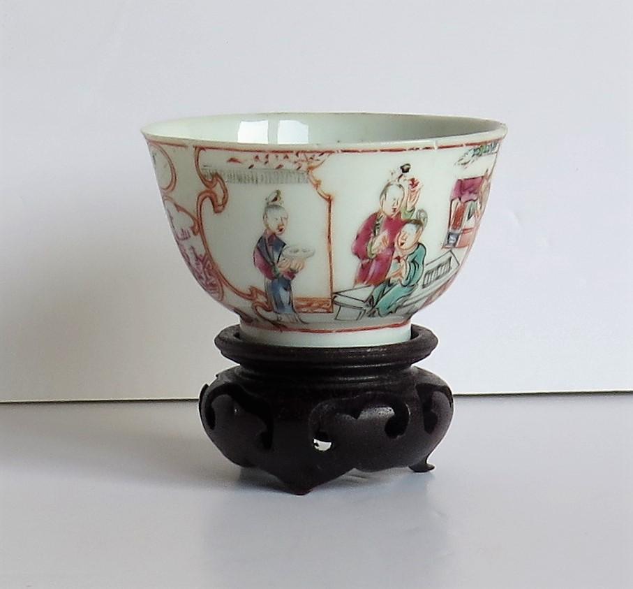 18th Century Chinese Porcelain Tea Bowl and Stand Long Eliza figures Qing Qianlong circa 1750