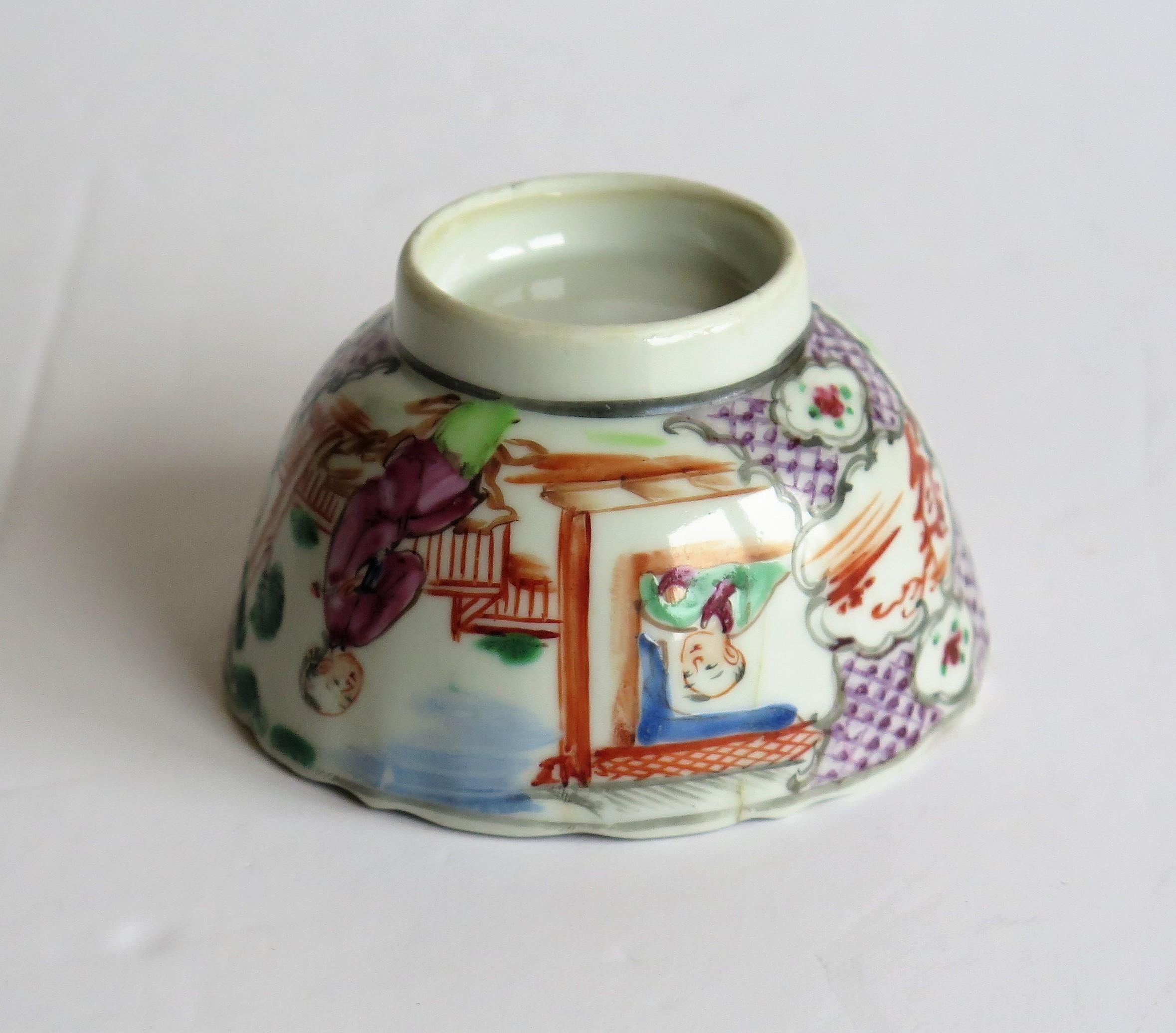 Chinese Porcelain Tea Bowl Hand Painted Famille Rose, Qing Qianlong, circa 1760 10