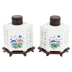 Paire de boîtes à thé en porcelaine chinoise