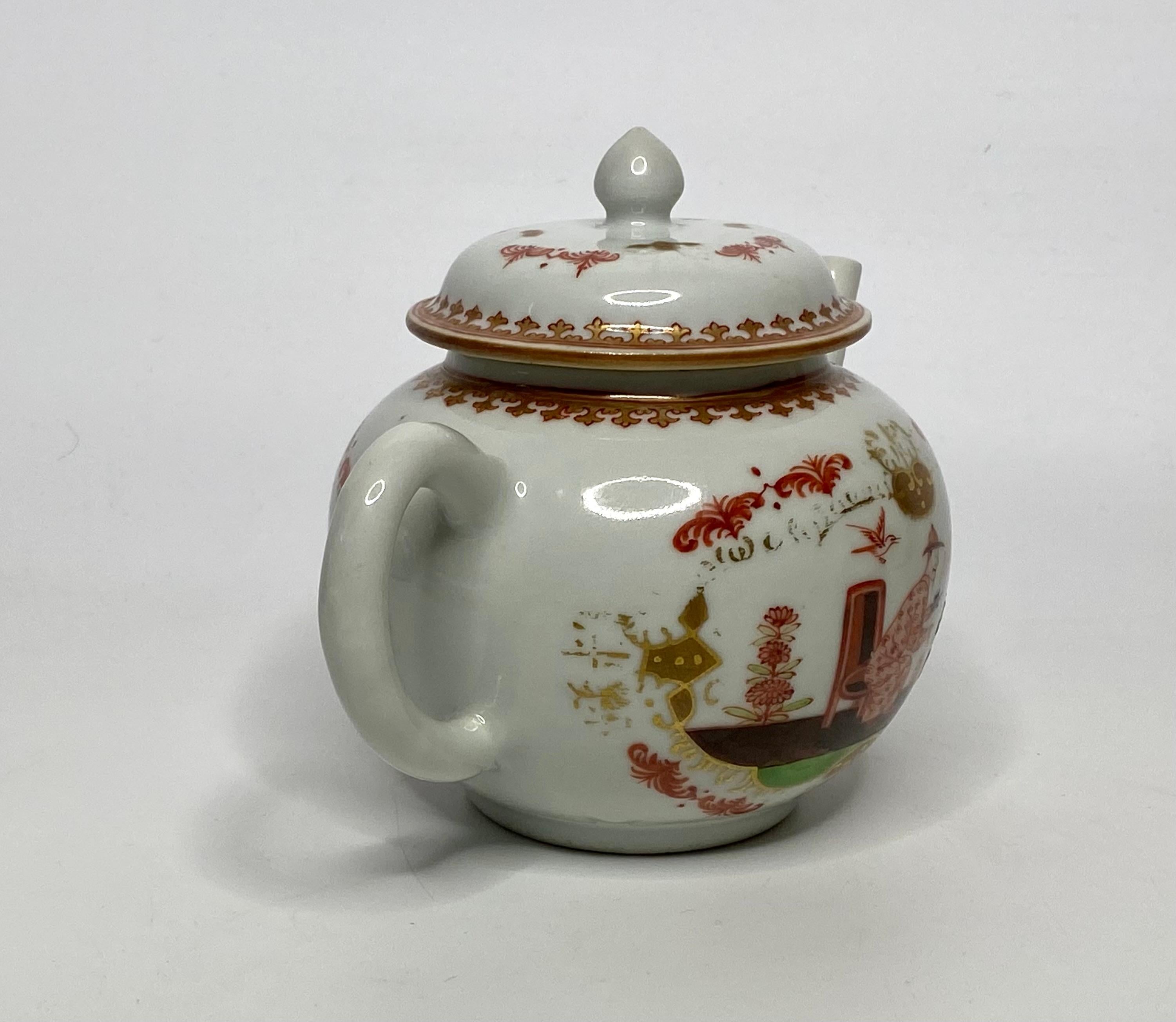 Chinese porcelain teapot, Meissen style, c. 1750, Qianlong Period. In Good Condition For Sale In Gargrave, North Yorkshire