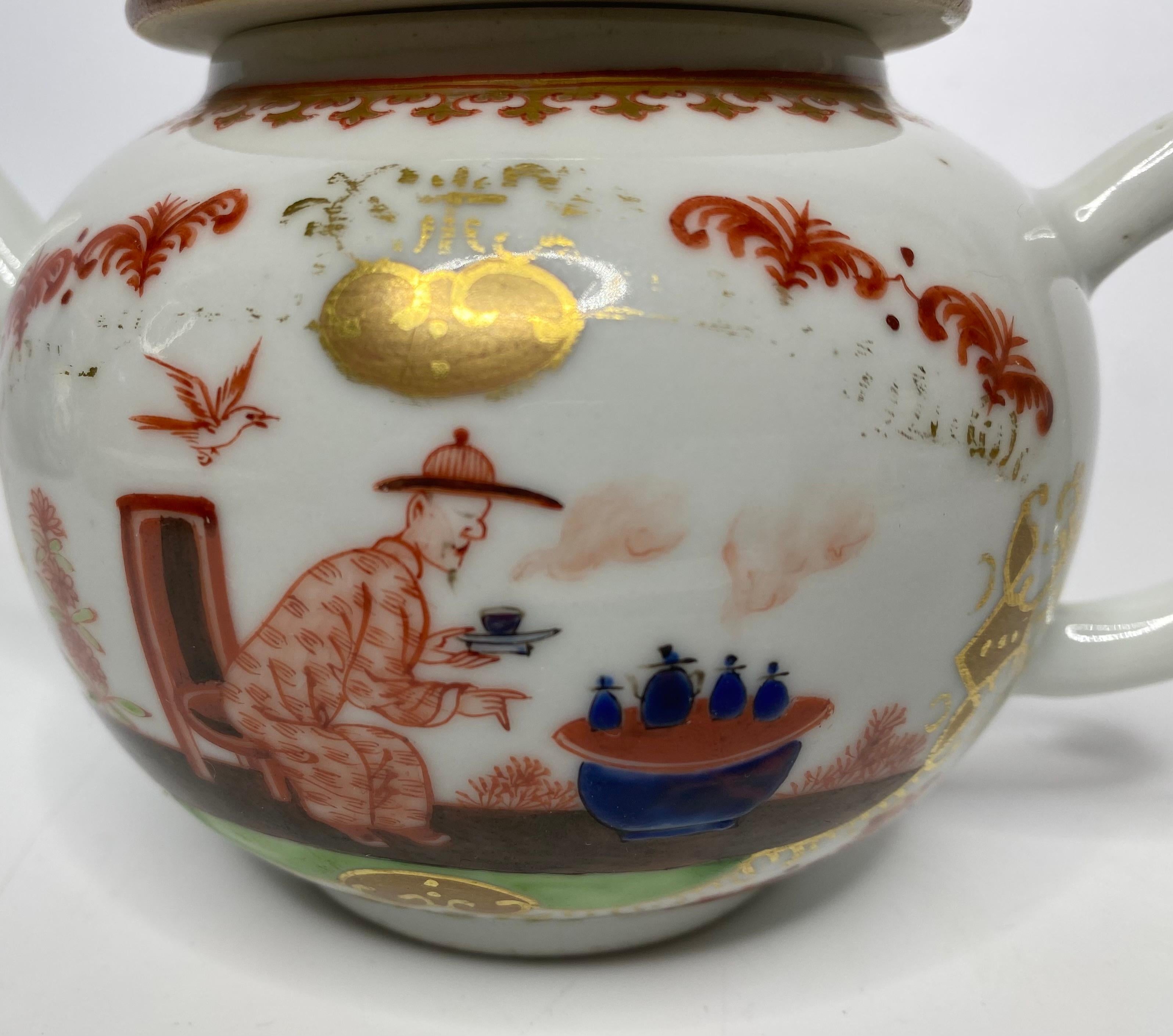 Chinesische Porzellan-Teekanne im Meissener Stil, um 1750, Qianlong-Periode. im Angebot 1