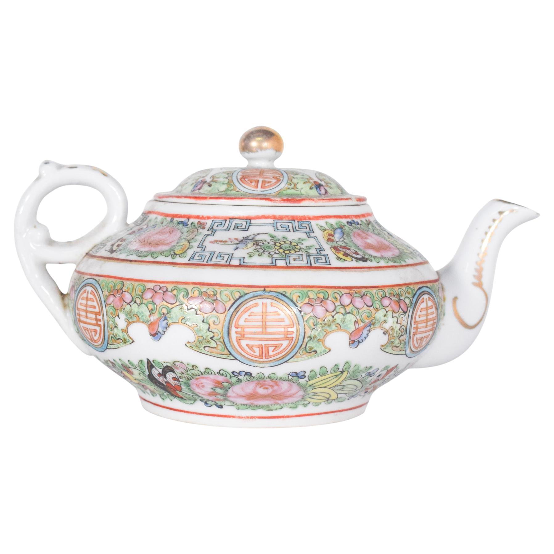 Tetera de Porcelana China Decoración Policroma