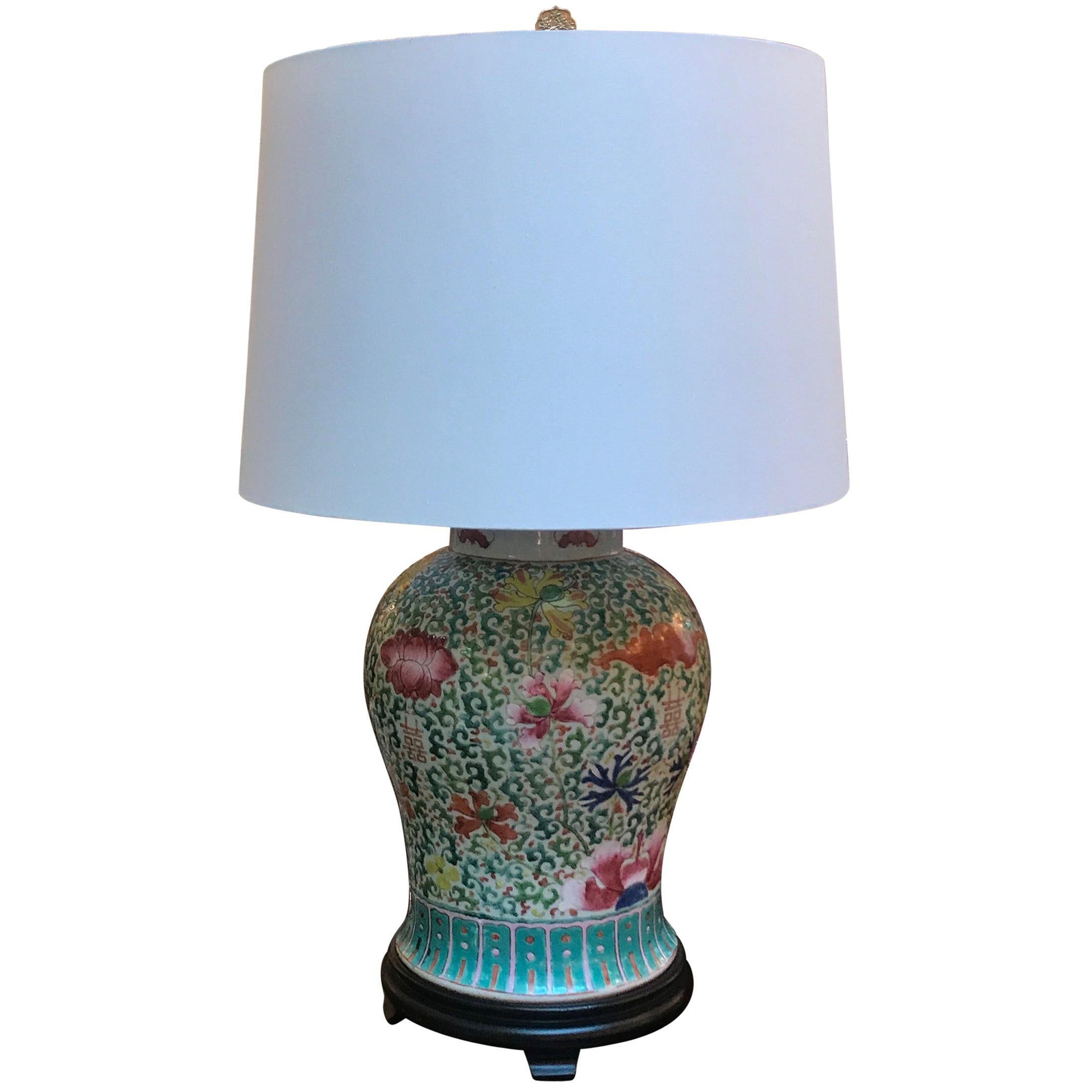Chinese Porcelain Temple Jar Lamp