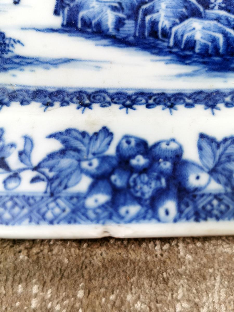 Qing Dinasty Chinese Porcelain Tray with Hand Painted in Cobalt Blue In Good Condition In Prato, Tuscany